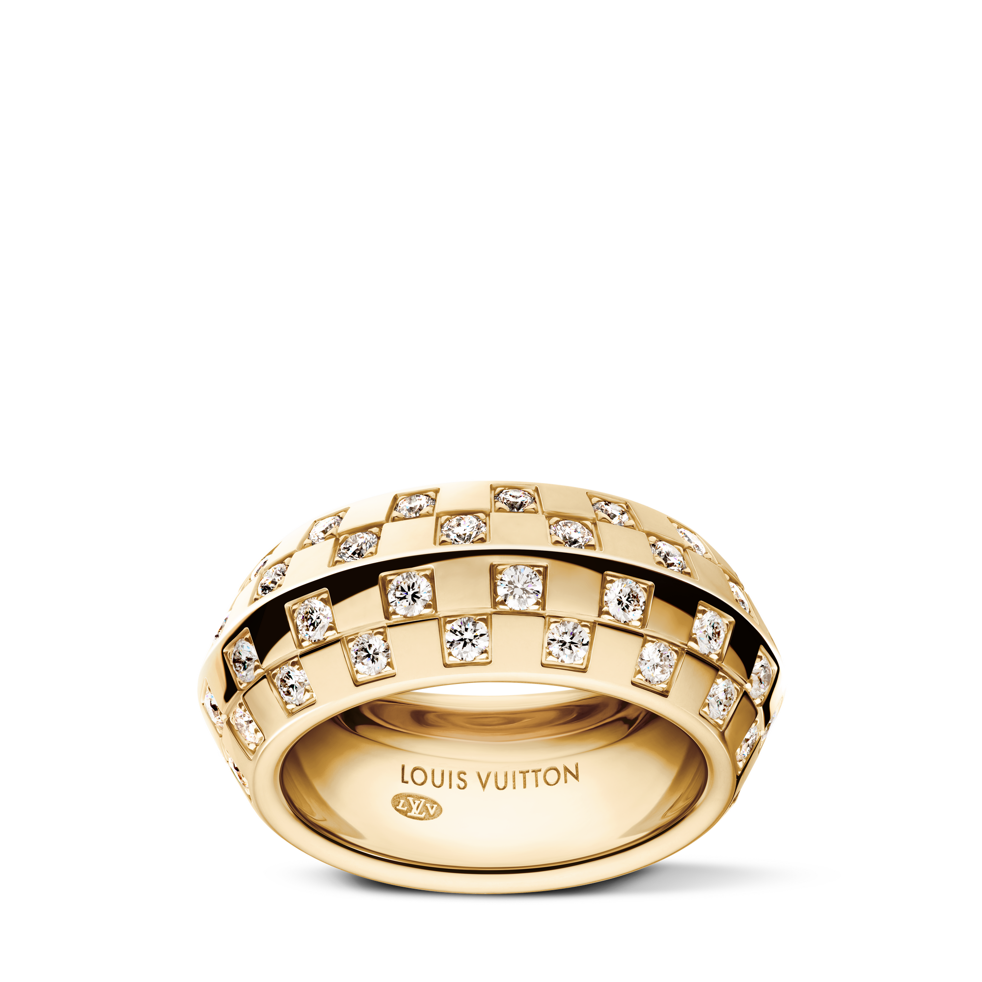 แหวน Le Damier de Louis Vuitton เยลโลว์โกลด์และเพชร  in จิวเวลรี่