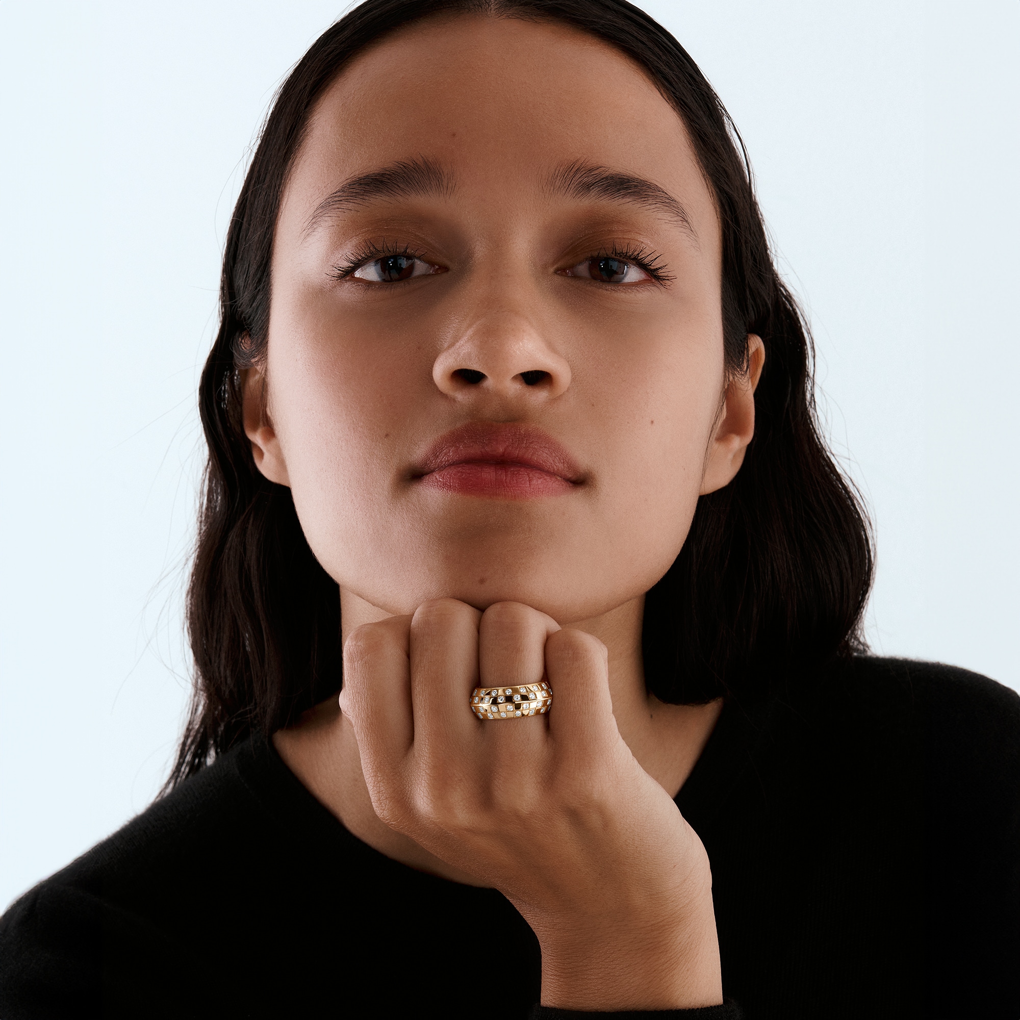 แหวน Le Damier de Louis Vuitton เยลโลว์โกลด์และเพชร  in จิวเวลรี่