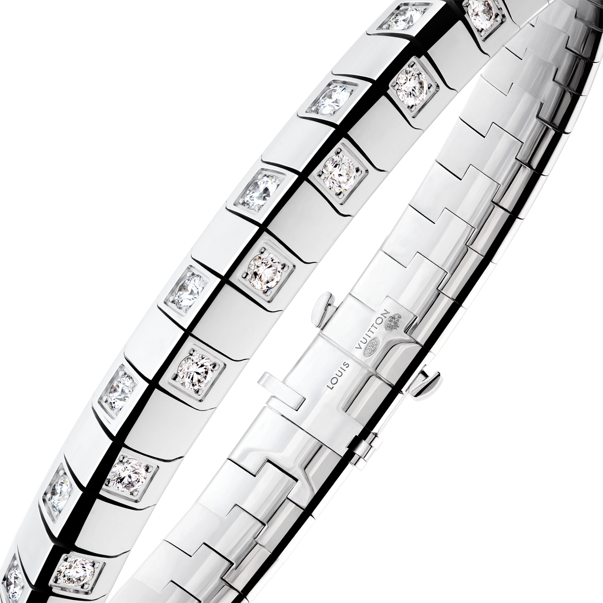 กำไลข้อมือขนาดใหญ่ Le Damier de Louis Vuitton ไวท์โกลด์และเพชร  in จิวเวลรี่