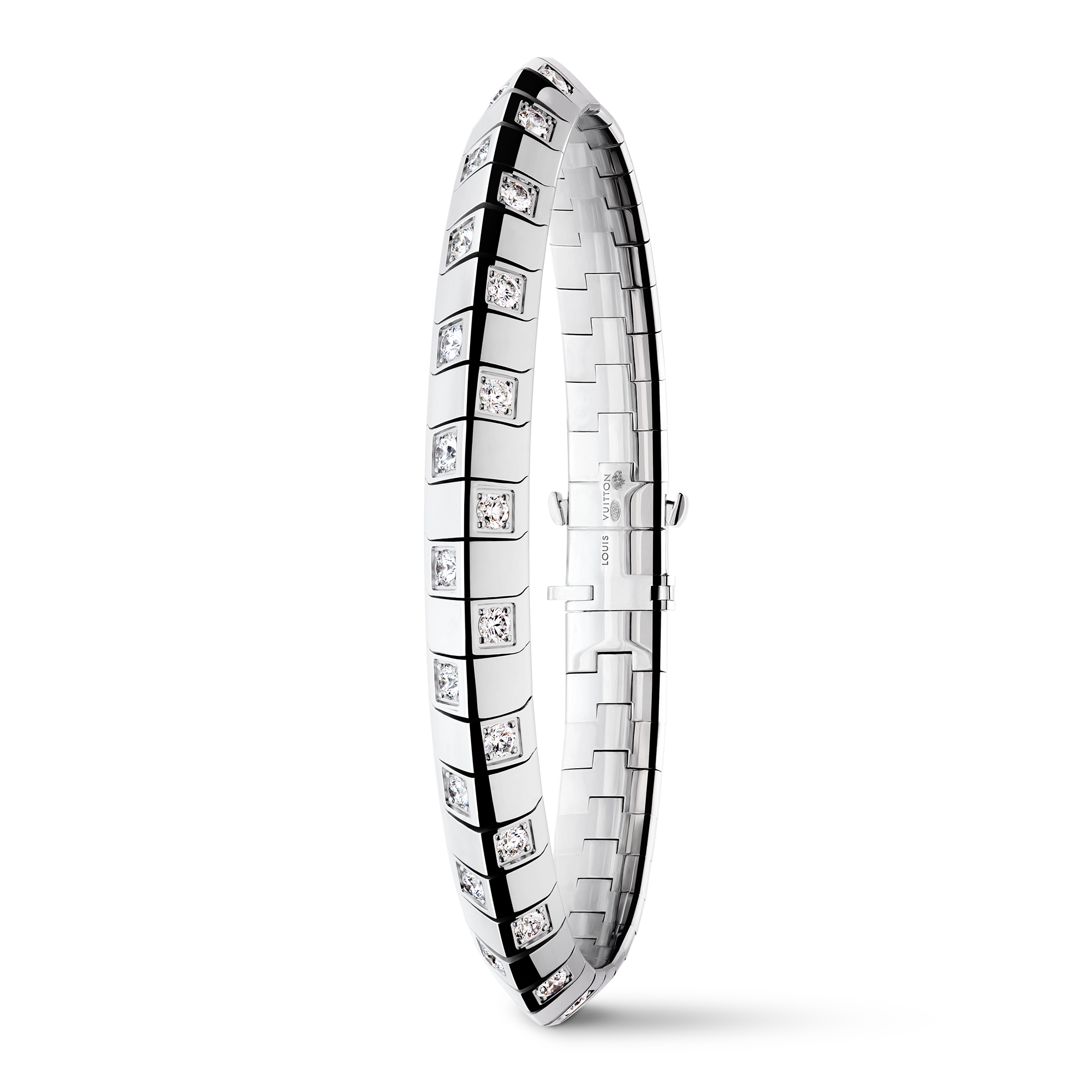 กำไลข้อมือขนาดใหญ่ Le Damier de Louis Vuitton ไวท์โกลด์และเพชร  in จิวเวลรี่