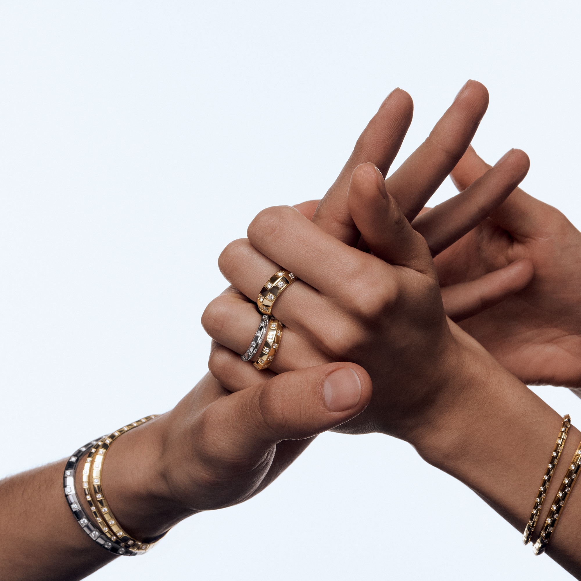 กำไลข้อมือขนาดใหญ่ Le Damier de Louis Vuitton ไวท์โกลด์และเพชร  in จิวเวลรี่