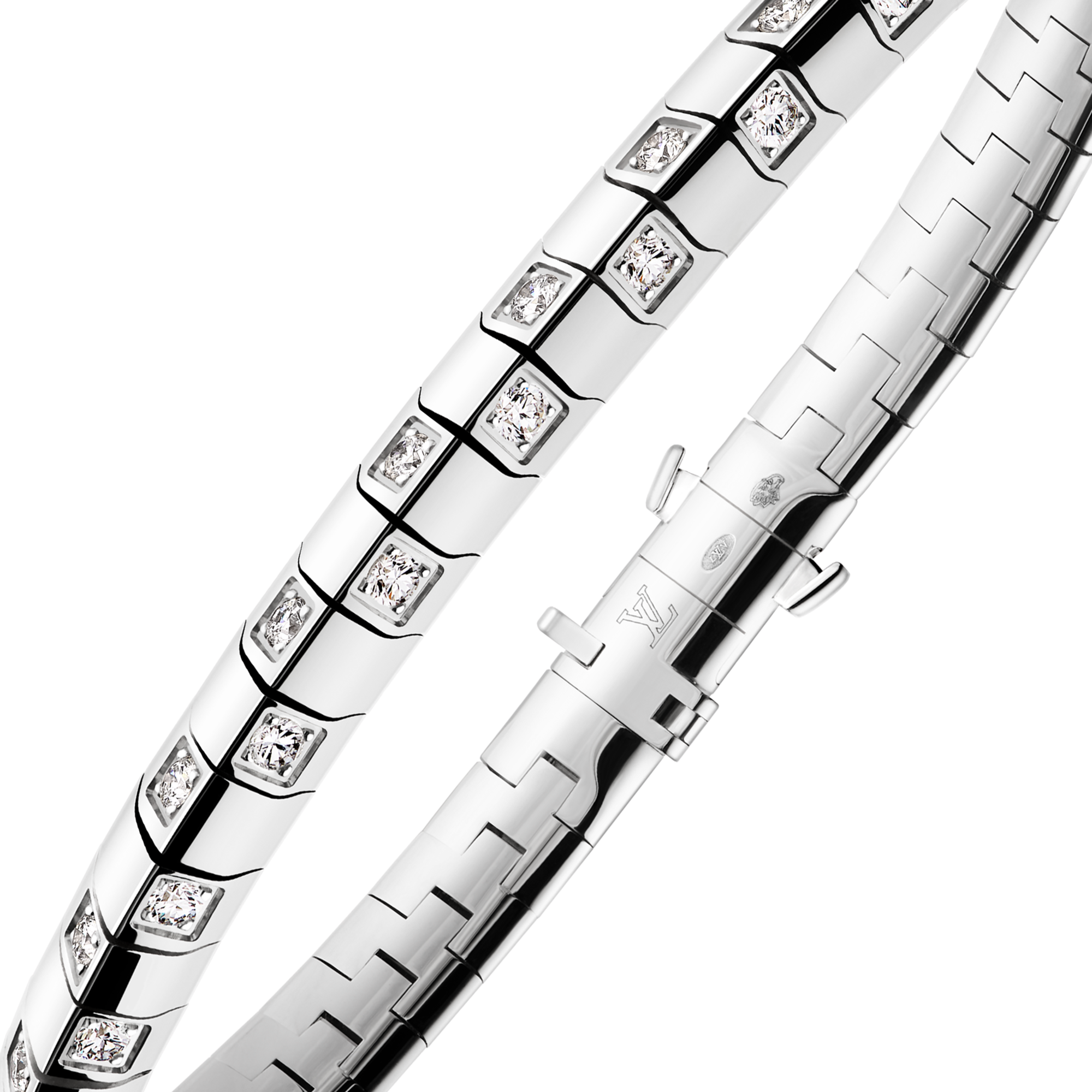สร้อยข้อมือเส้นกลาง Le Damier de Louis Vuitton ไวท์โกลด์และเพชร  in จิวเวลรี่