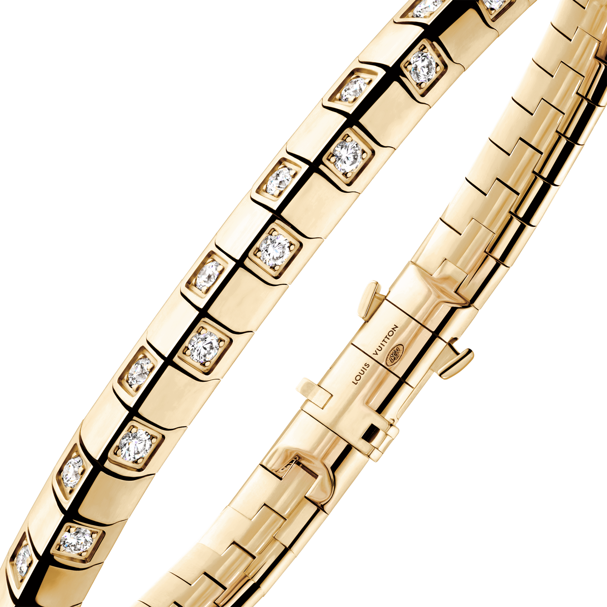 กำไลข้อมือขนาดกลาง Le Damier de Louis Vuitton เยลโลว์โกลด์และเพชร  in จิวเวลรี่