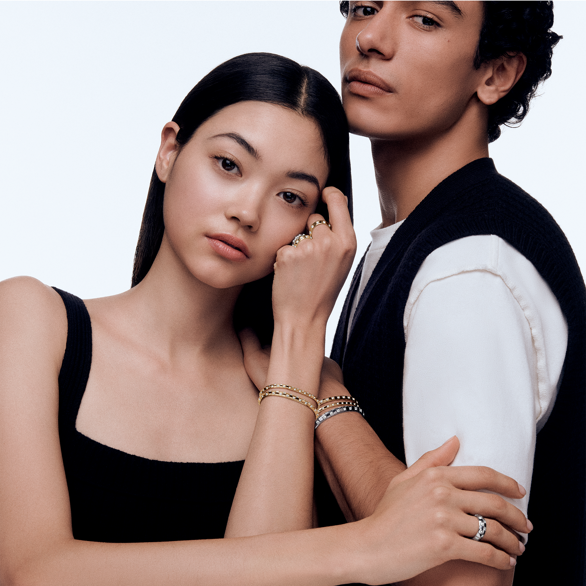กำไลข้อมือขนาดกลาง Le Damier de Louis Vuitton เยลโลว์โกลด์และเพชร  in จิวเวลรี่