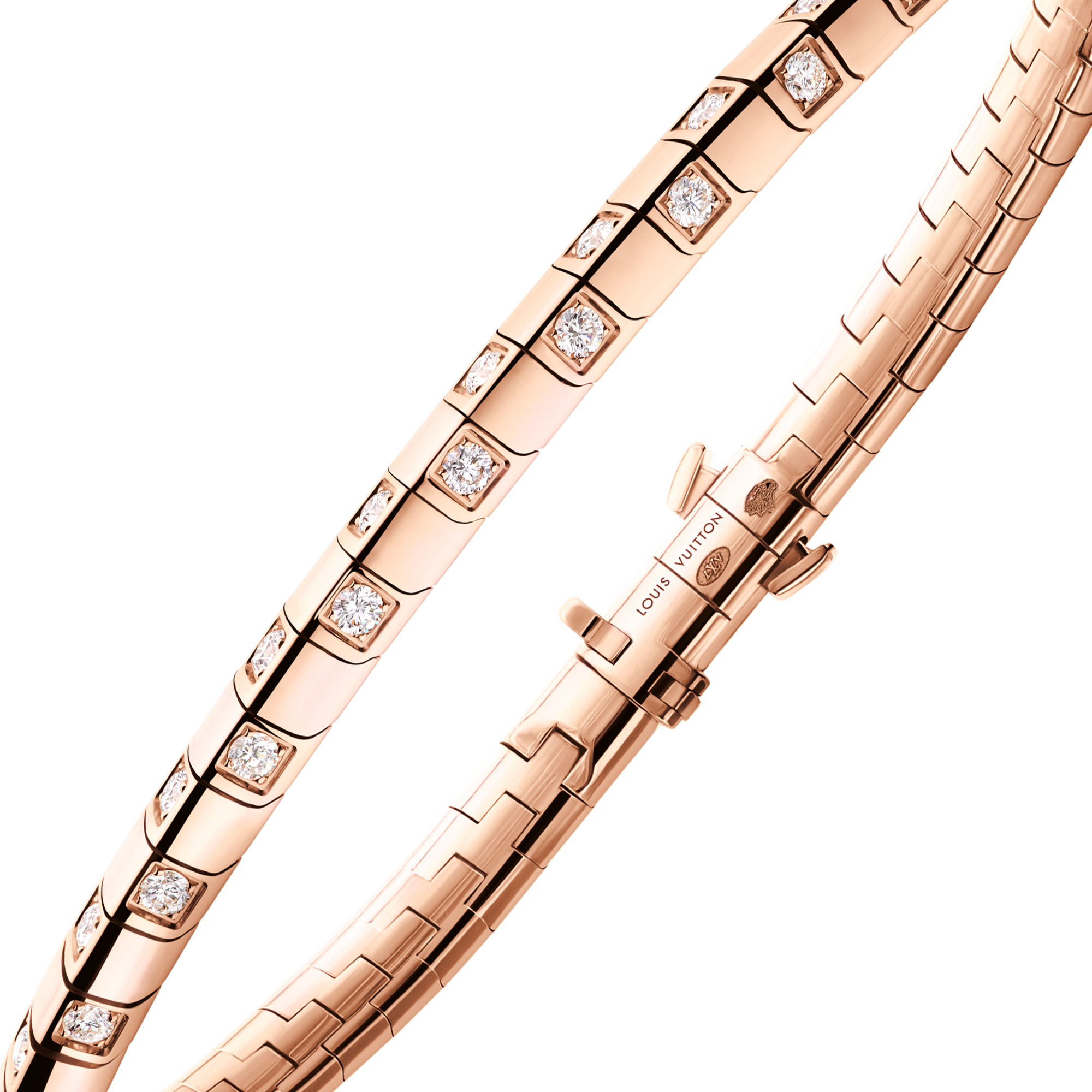 สร้อยข้อมือเส้นเล็ก Le Damier de Louis Vuitton โรสโกลด์และเพชร  in จิวเวลรี่