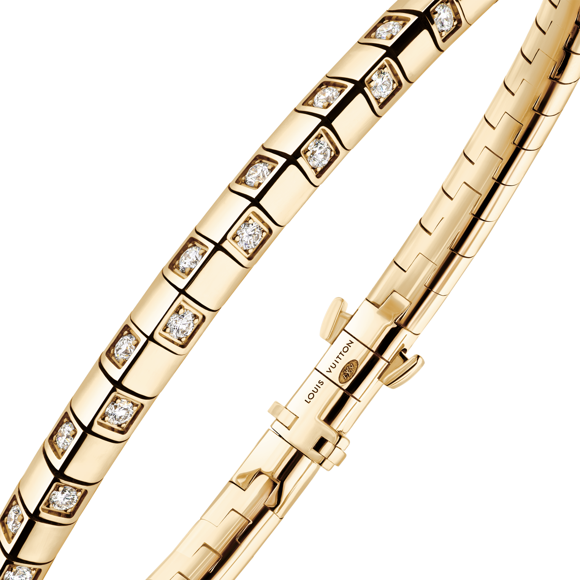 กำไลขนาดเล็ก Le Damier de Louis Vuitton เยลโลว์โกลด์และเพชร  in จิวเวลรี่