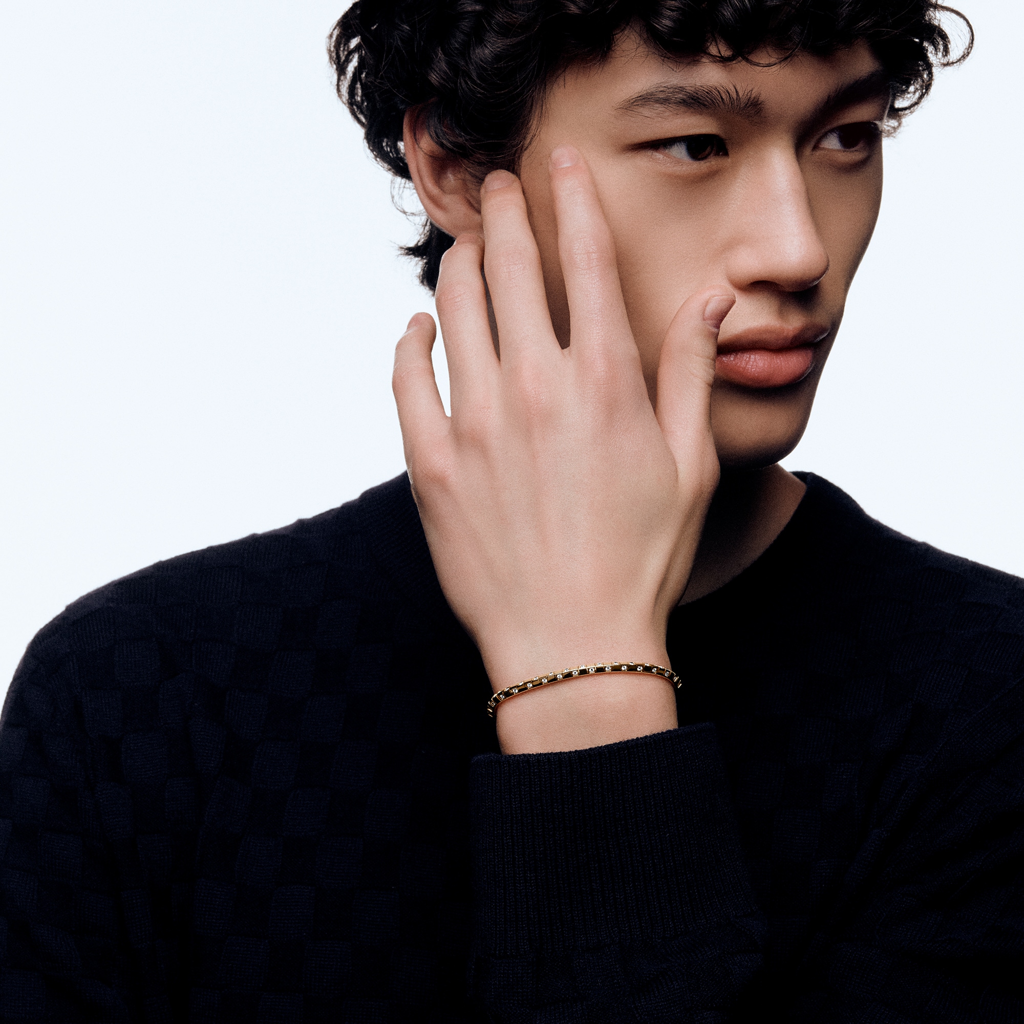 กำไลขนาดเล็ก Le Damier de Louis Vuitton เยลโลว์โกลด์และเพชร  in จิวเวลรี่