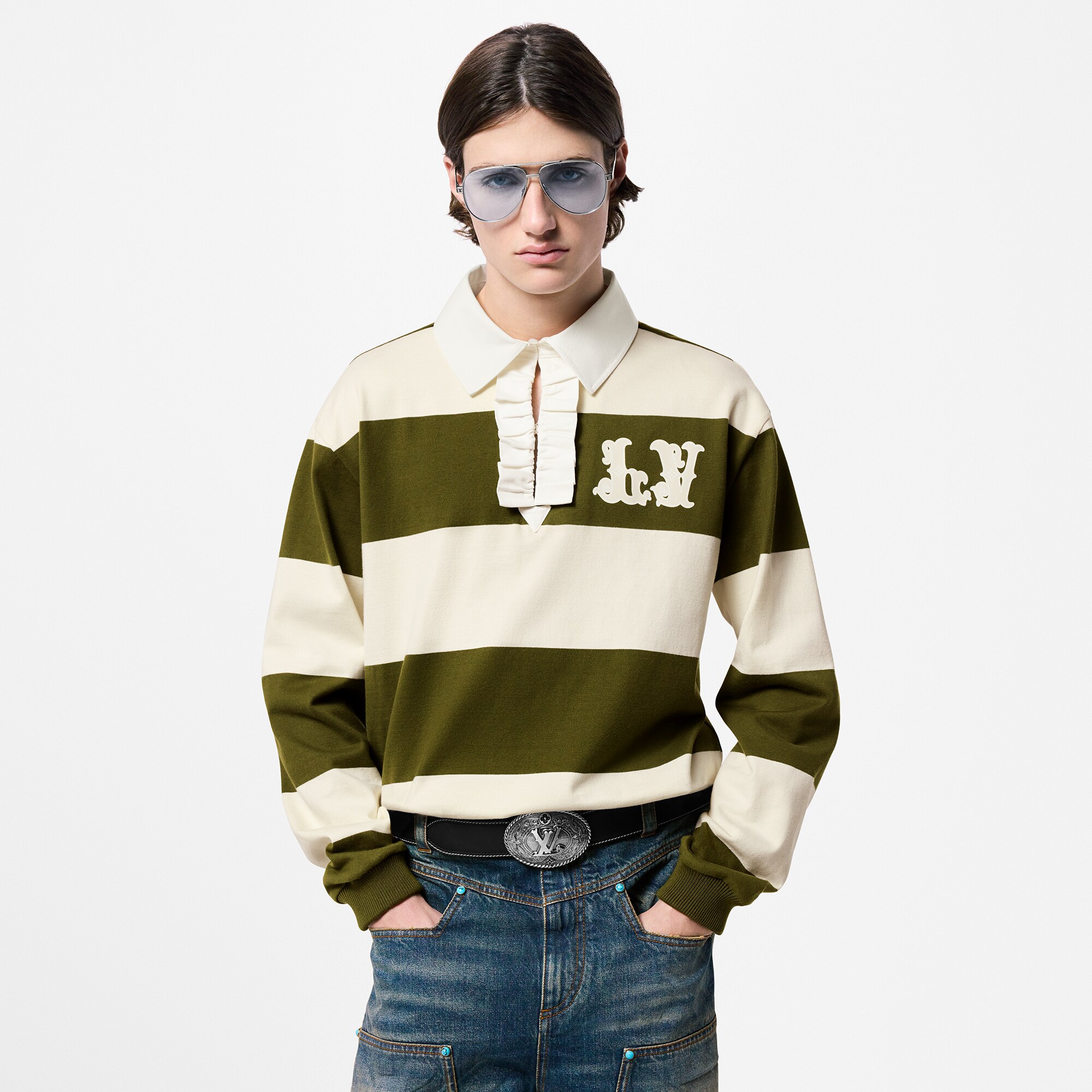 เสื้อโปโลรักบี้แขนยาวผ้าคอตตอน  in ผู้ชาย