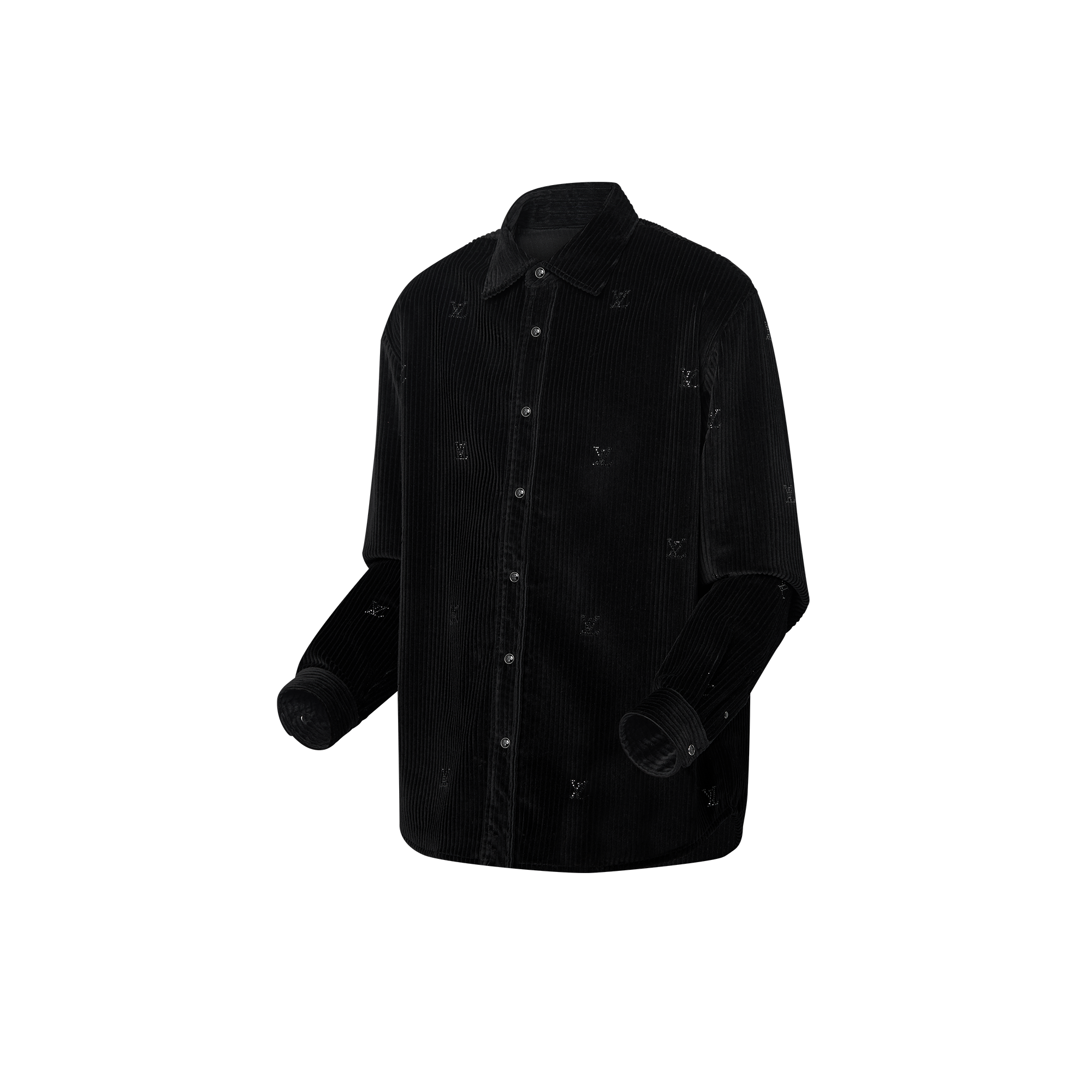 เสื้อเชิ้ตแขนยาวผ้าลูกฟูกลาย LV Blason  in ผู้ชาย