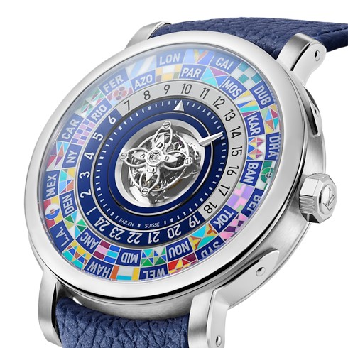นาฬิการุ่น Louis Vuitton Escale Worldtime Flying Tourbillon ระบบอัตโนมัติ 40 มม. แพลทินัม side view