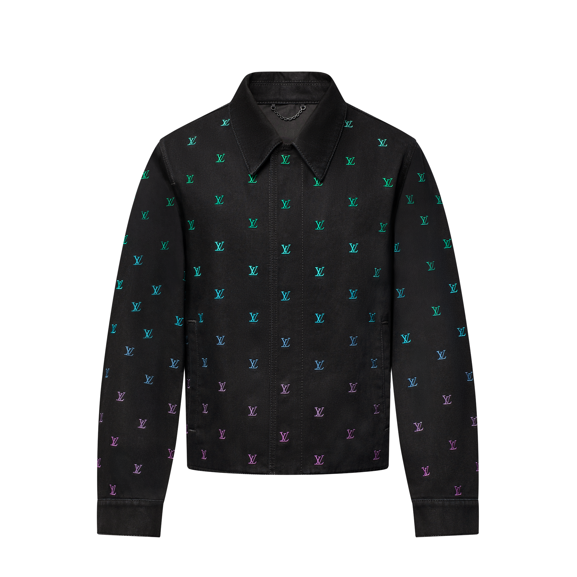 เสื้อแจ็คเก็ตโค้ชเดนิมปักลาย LV Blason ไล่เฉดสี  in ผู้ชาย