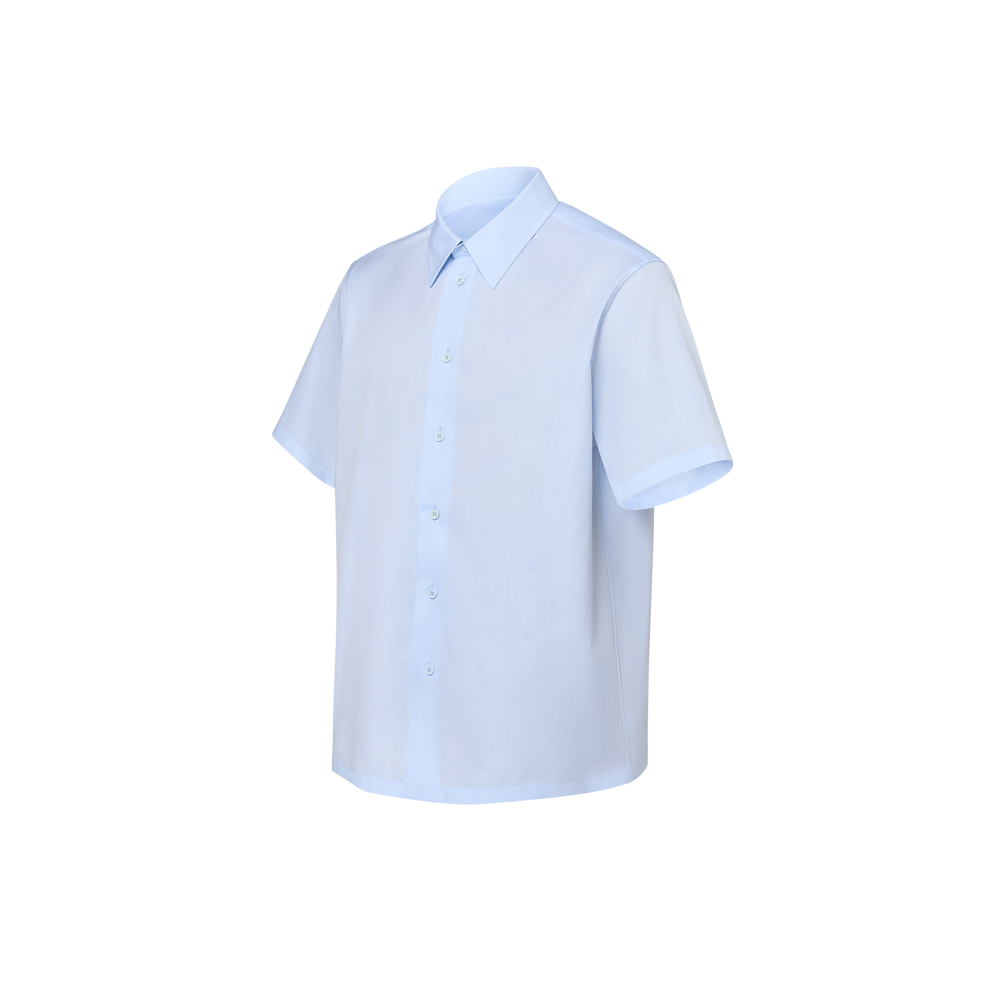 เสื้อเชิ้ตออกซ์ฟอร์ดแขนสั้นผ้าคอตตอนพิมพ์ลาย LV Blason  in ผู้ชาย