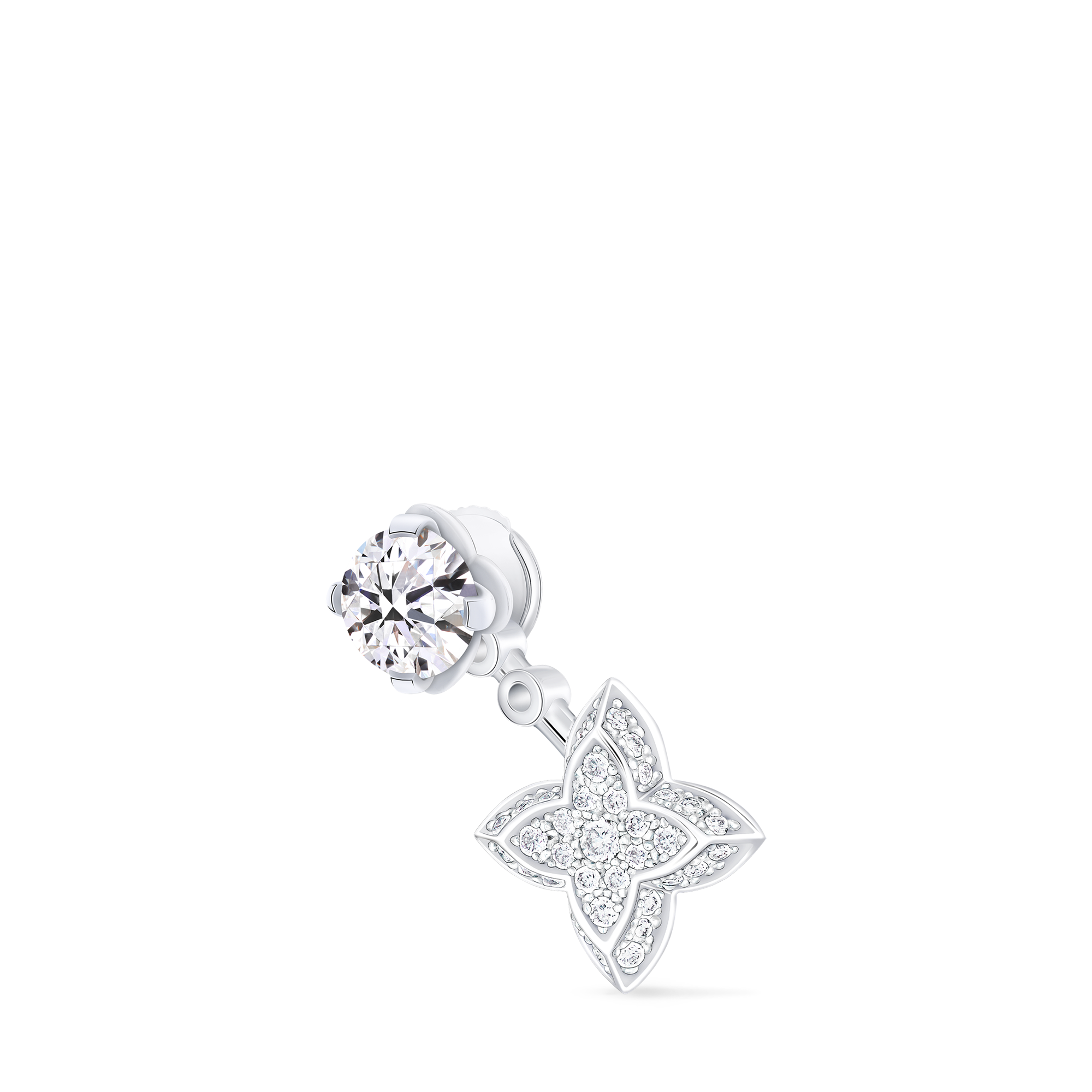 ต่างหูสตั๊ด LV Diamonds Double เพชรเจียระไนทรงกลม - สำหรับหนึ่งข้าง  in จิวเวลรี่