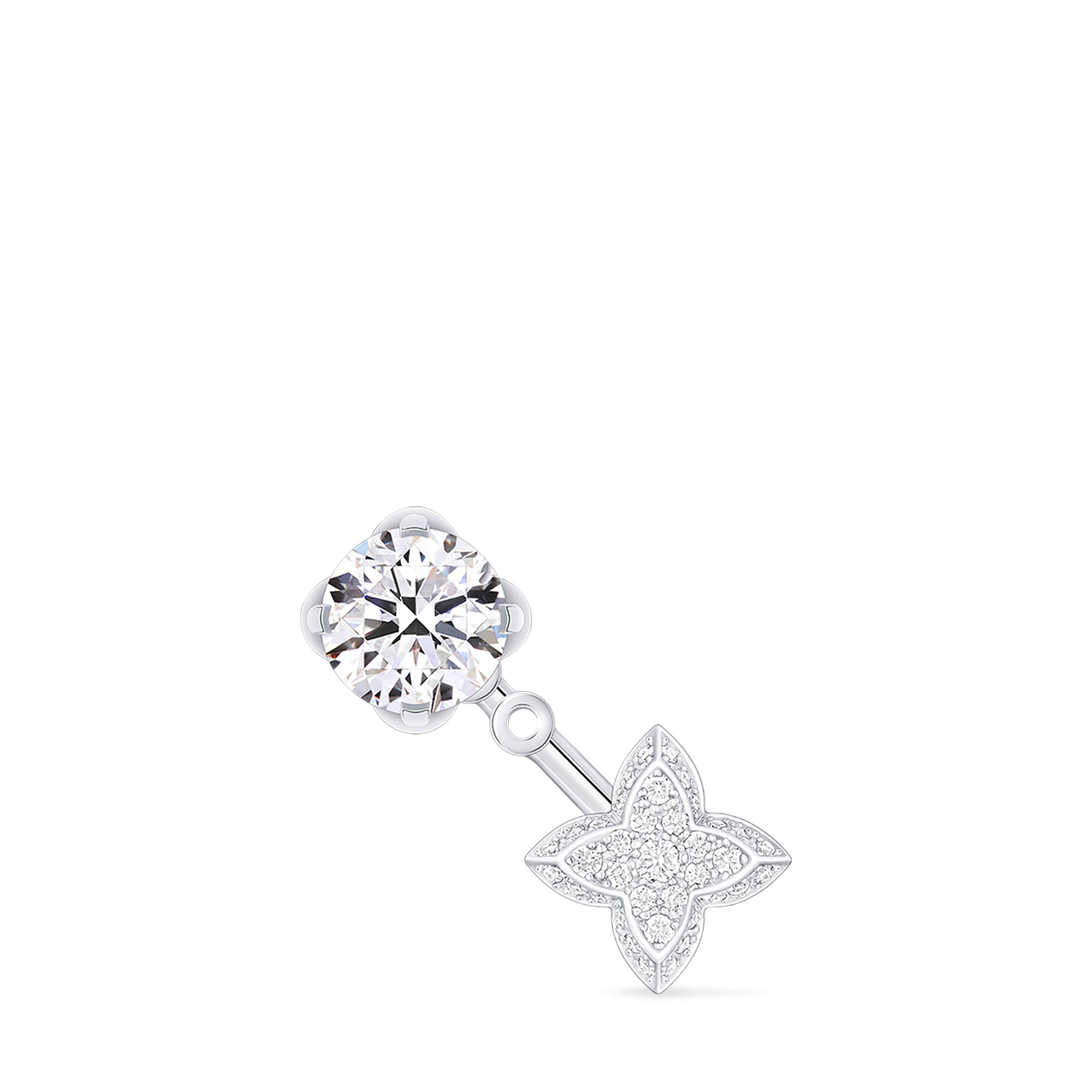 ต่างหูสตั๊ด LV Diamonds Double เพชรเจียระไนทรงกลม - สำหรับหนึ่งข้าง  in จิวเวลรี่