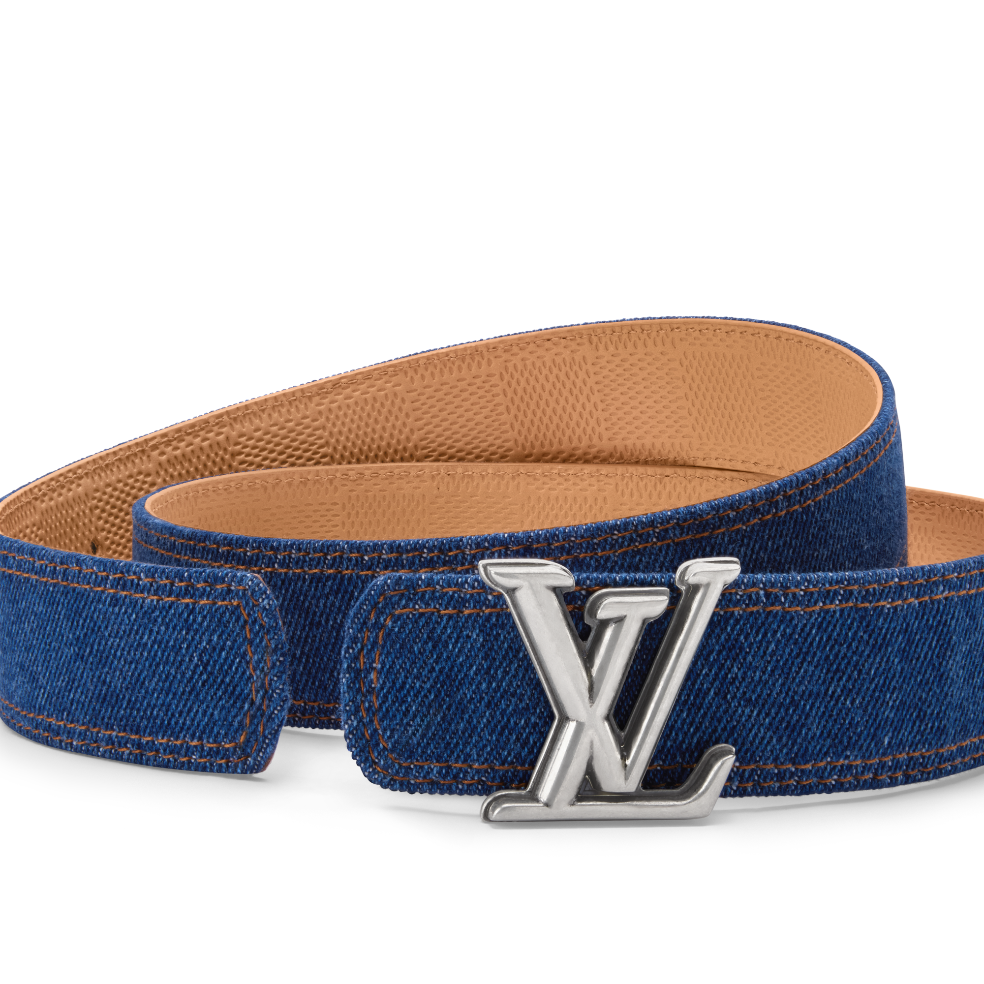 เข็มขัดรุ่น LV Dimension Denim ขนาด 35 มม. ใส่ได้ทั้งสองด้าน  in ผู้ชาย