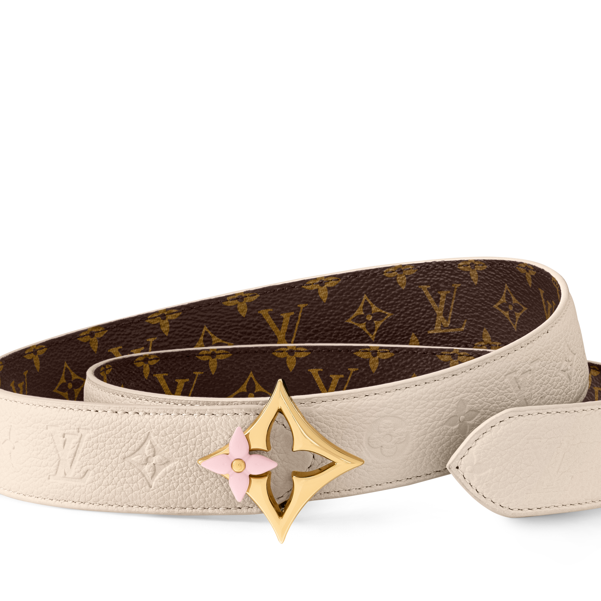 เข็มขัดรุ่น LV Flowergram Enamel ขนาด 30 มม. ใส่ได้ทั้งสองด้าน  in ผู้หญิง