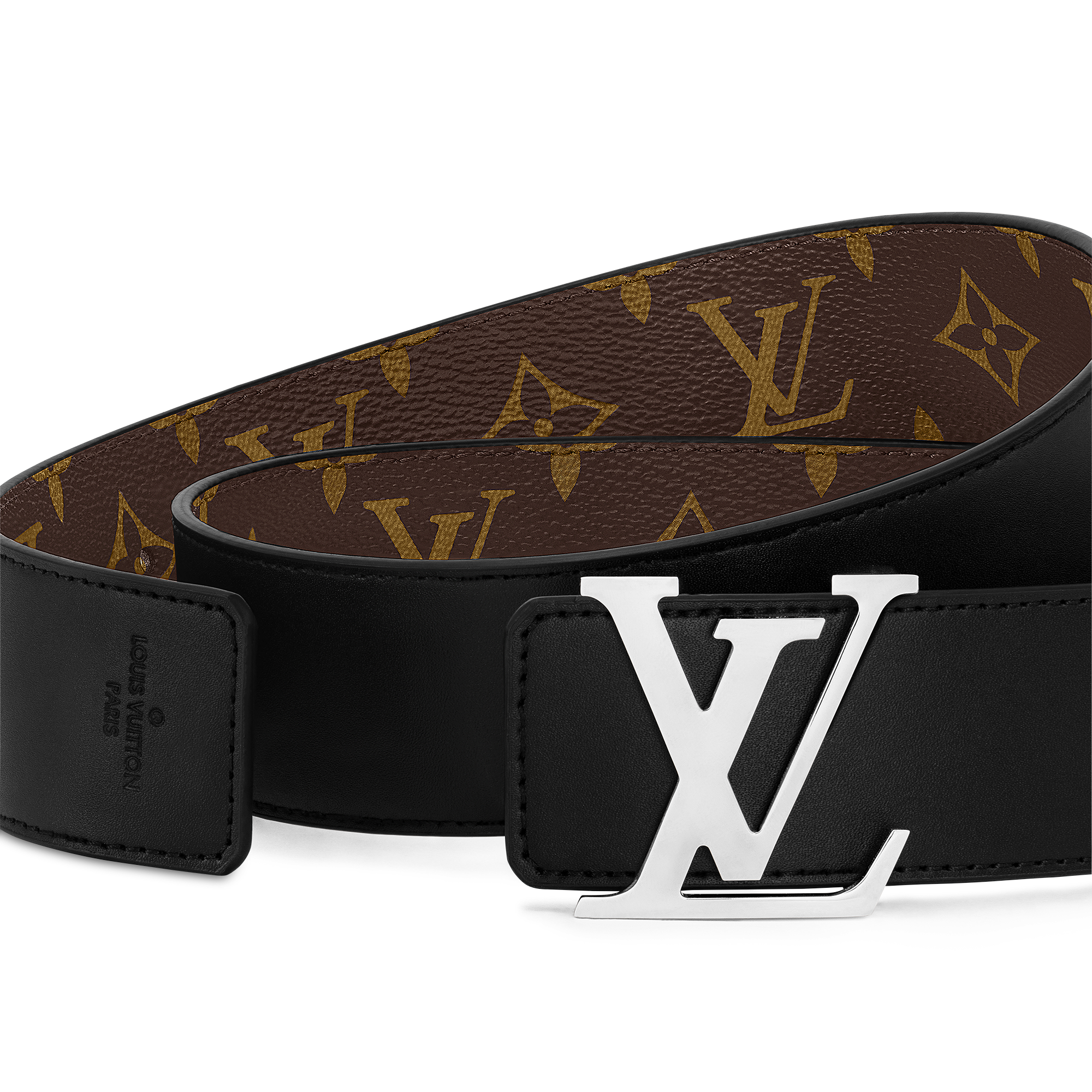 เข็มขัดรุ่น LV Initiales ขนาด 40 มม. ใส่ได้ทั้งสองด้าน Monogram Macassar in ผู้ชาย