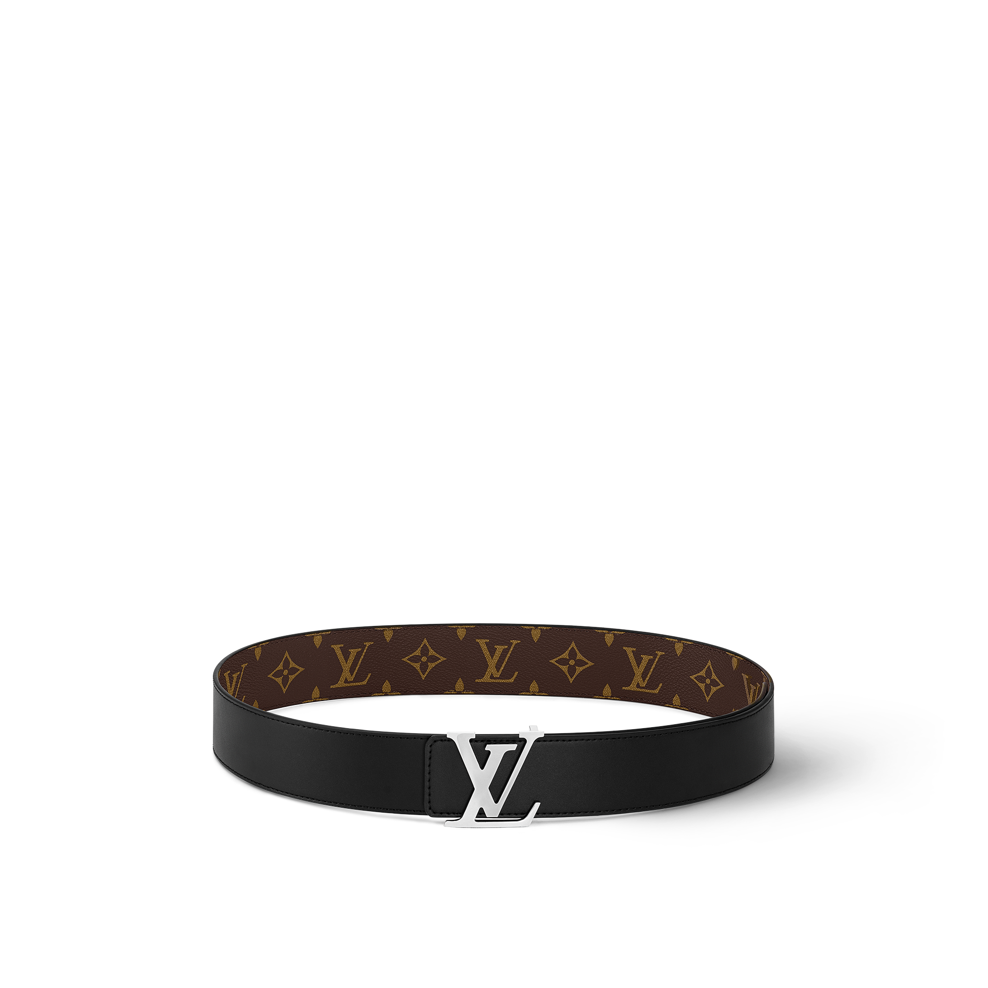 เข็มขัดรุ่น LV Initiales ขนาด 40 มม. ใส่ได้ทั้งสองด้าน Monogram Macassar in ผู้ชาย