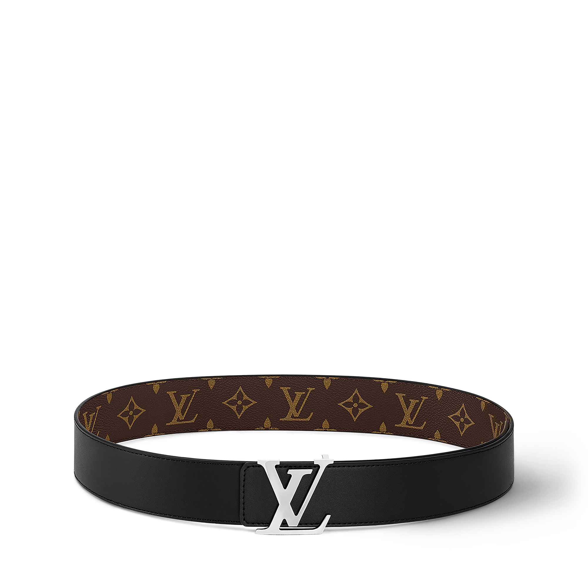 เข็มขัดรุ่น LV Initiales ขนาด 40 มม. ใส่ได้ทั้งสองด้าน Monogram Macassar in ผู้ชาย