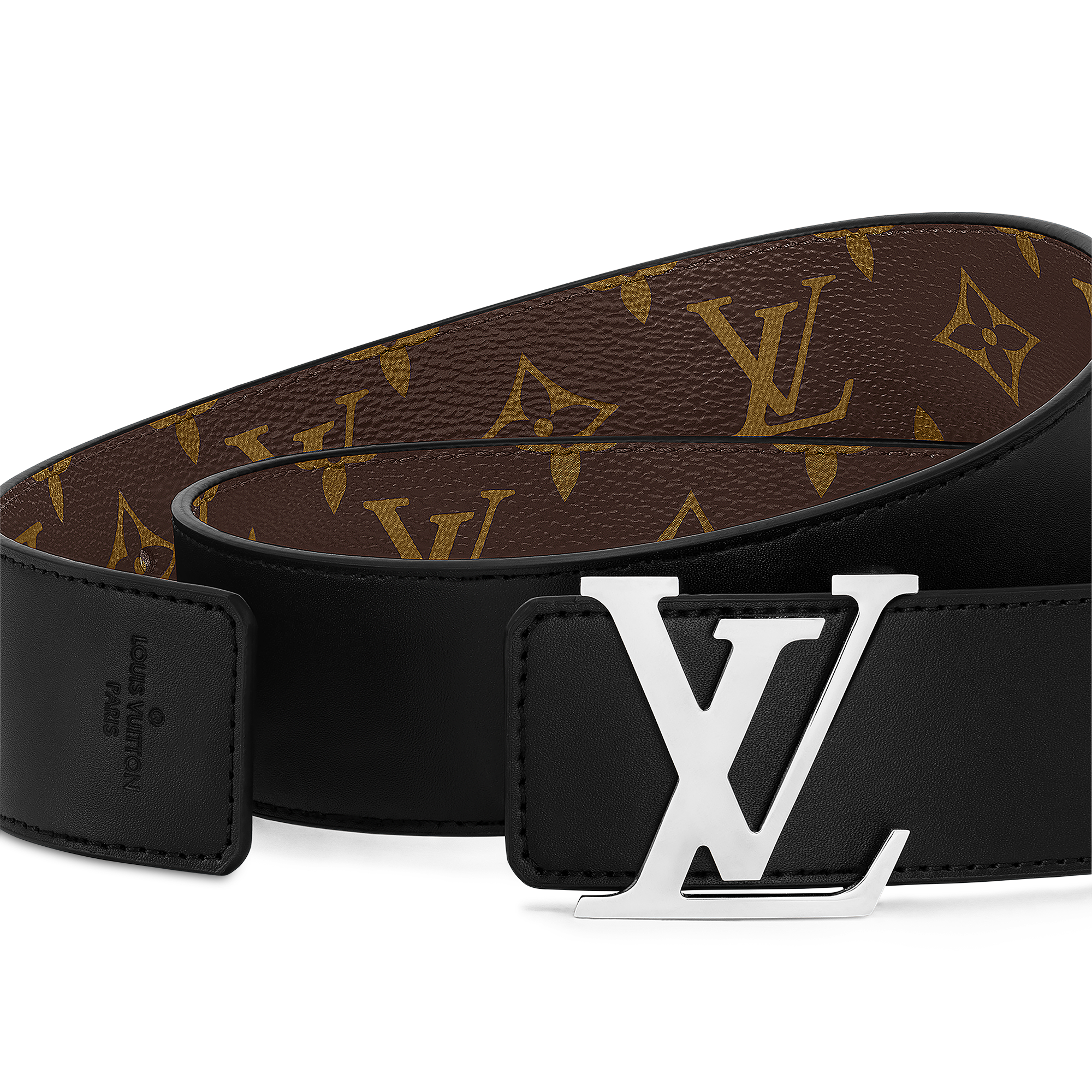 เข็มขัดรุ่น LV Initiales ขนาด 40 มม. ใส่ได้ทั้งสองด้าน Monogram Macassar in ผู้ชาย