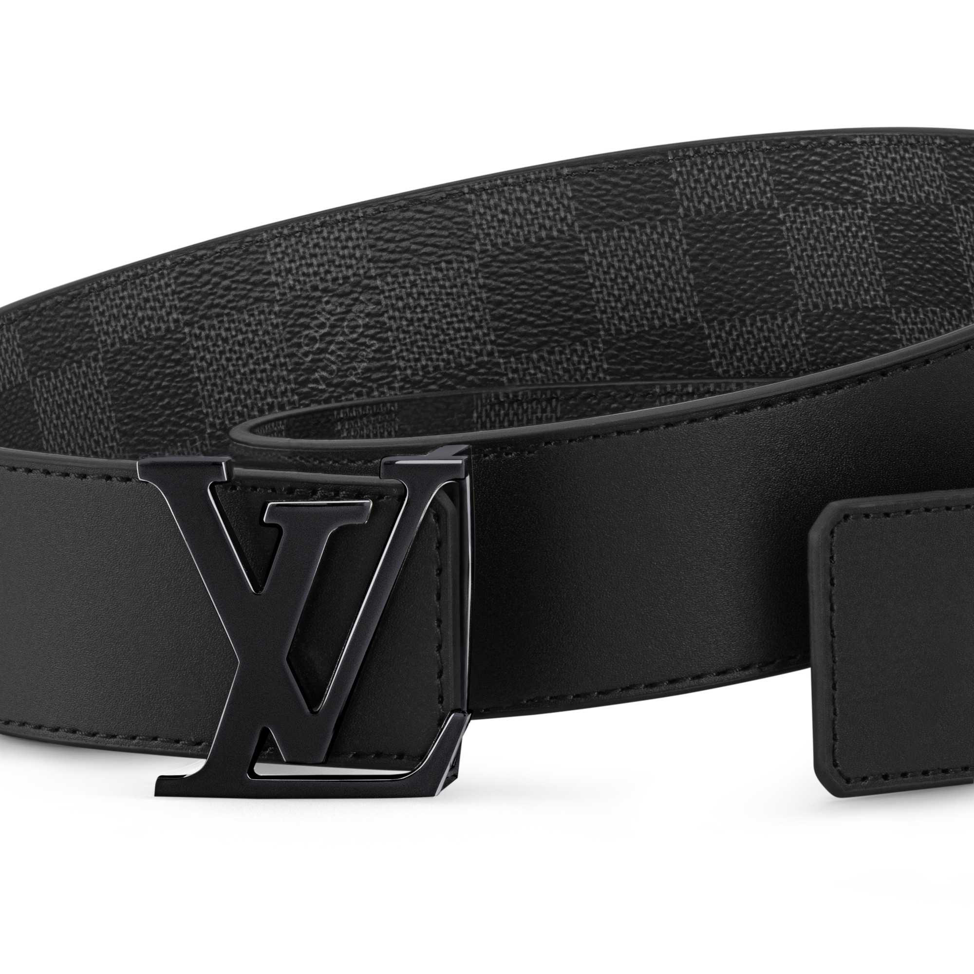 เข็มขัดรุ่น LV Initiales ขนาด 40 มม. ใส่ได้ทั้งสองด้าน Damier Graphite in ผู้ชาย