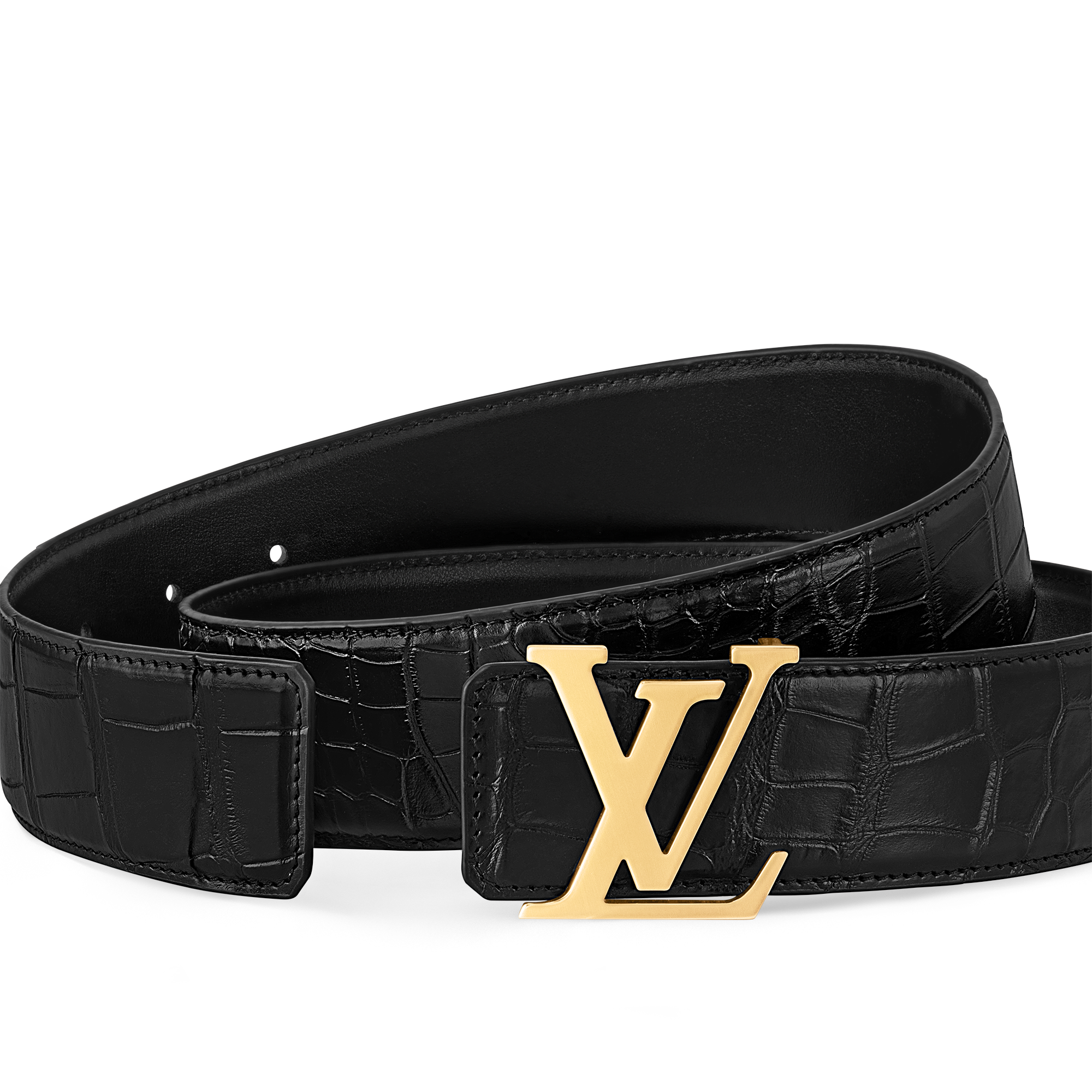 เข็มขัดรุ่น LV Initiales ขนาด 40 มม. ใส่ได้ทั้งสองด้าน หนังจระเข้ Brillant in ผู้ชาย