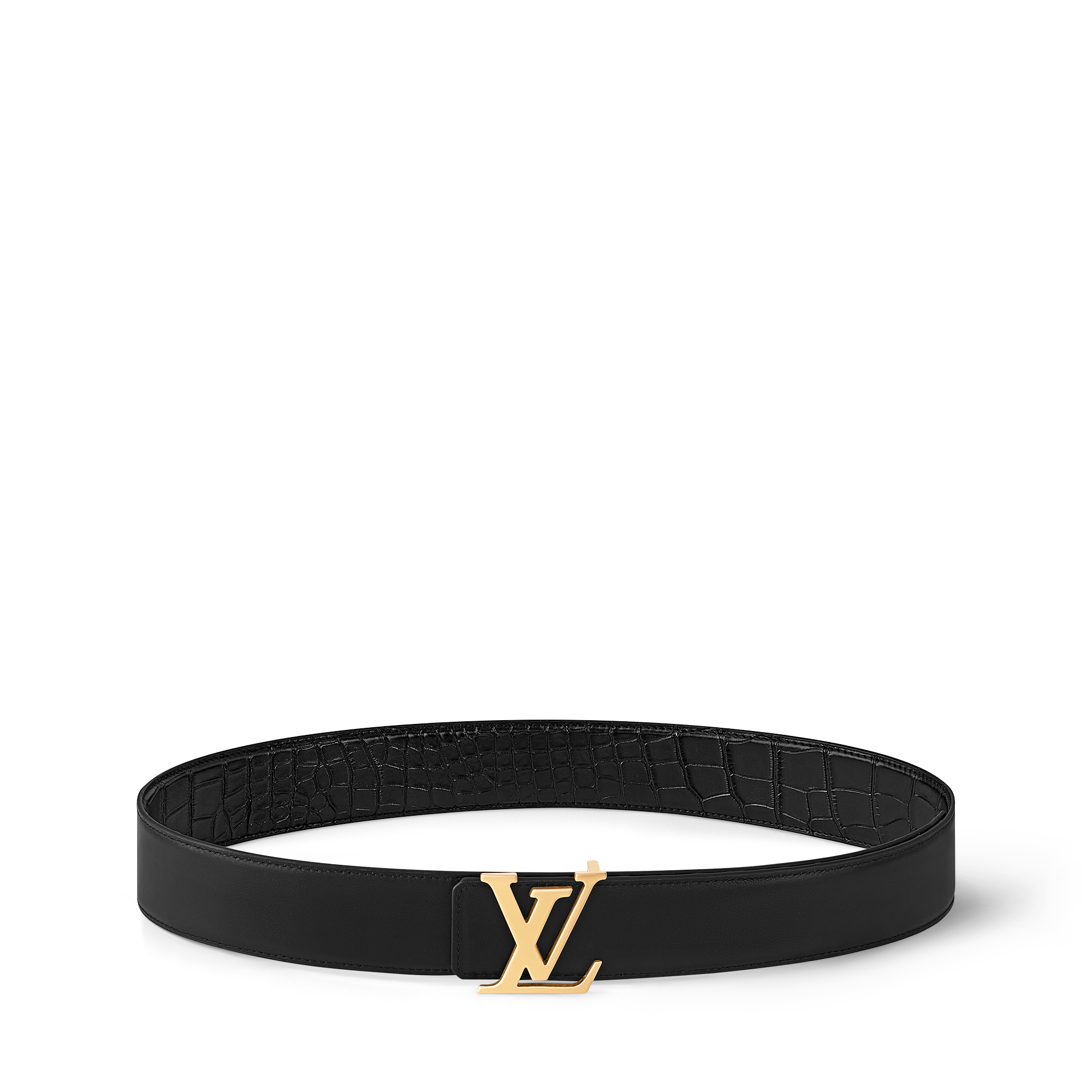 เข็มขัดรุ่น LV Initiales ขนาด 40 มม. ใส่ได้ทั้งสองด้าน หนังจระเข้ Brillant in ผู้ชาย