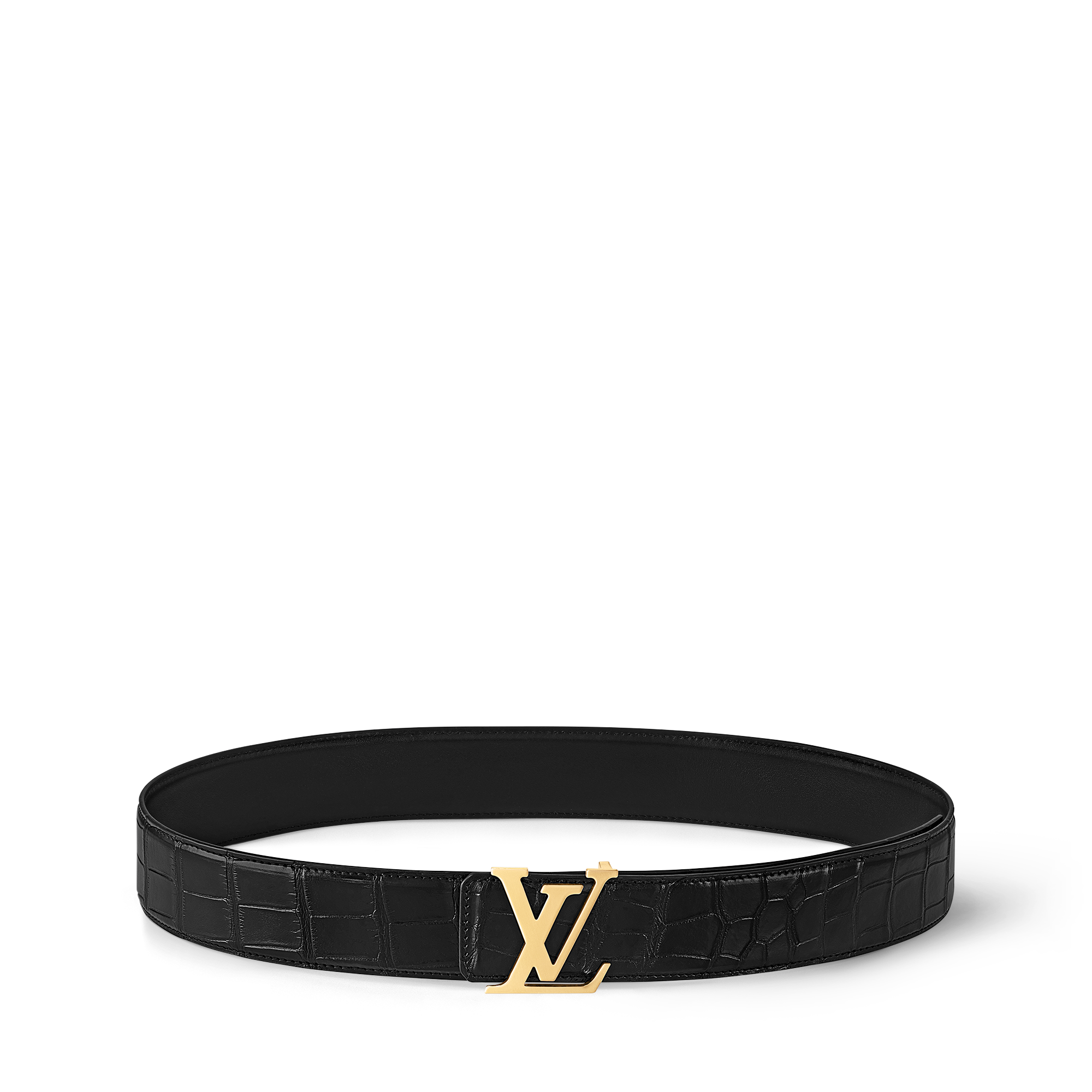 เข็มขัดรุ่น LV Initiales ขนาด 40 มม. ใส่ได้ทั้งสองด้าน หนังจระเข้ Brillant in ผู้ชาย