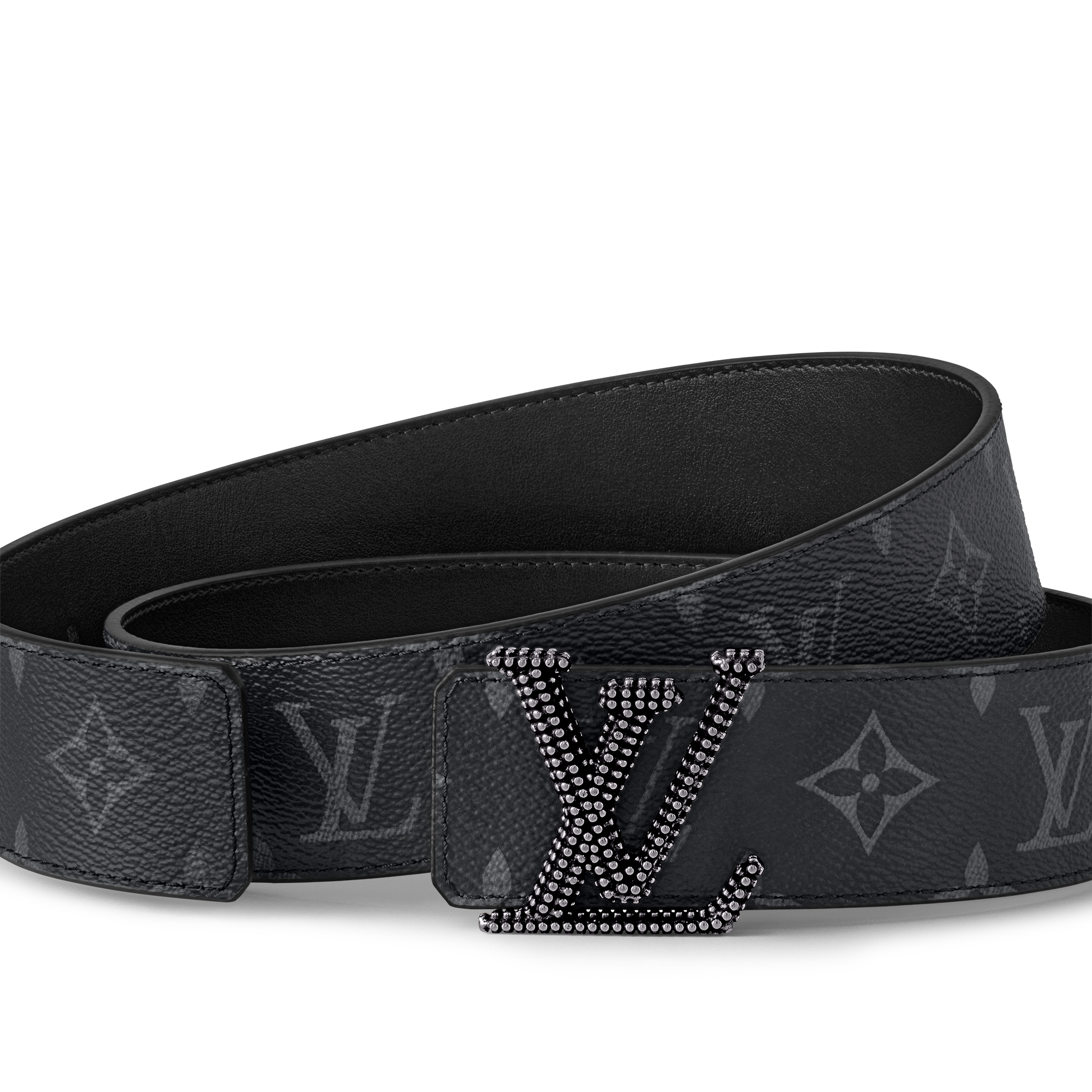 เข็มขัดรุ่น LV Initiales Studs ขนาด 40 มม. ใส่ได้ทั้งสองด้าน Monogram Eclipse in ผู้ชาย