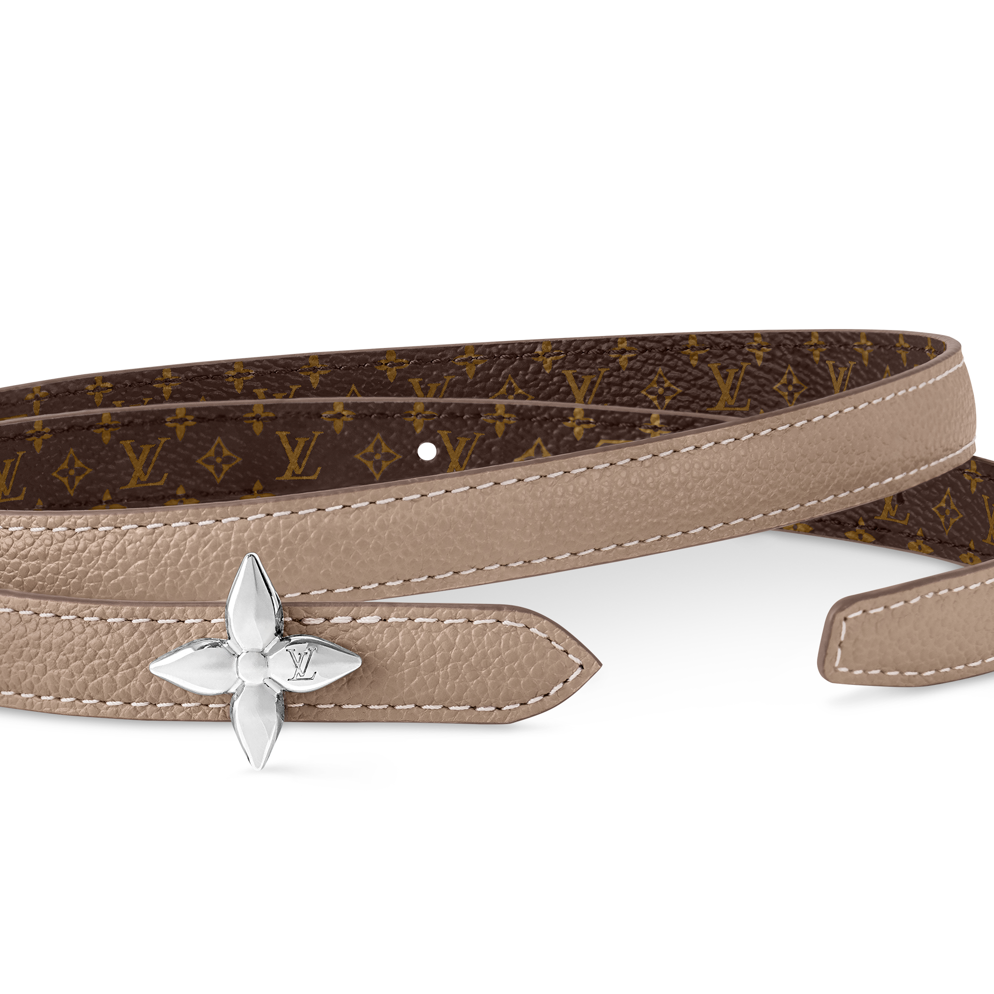 เข็มขัดรุ่น LV Mini Flowergram ขนาด 15 มม. ใส่ได้ทั้งสองด้าน  in ผู้หญิง