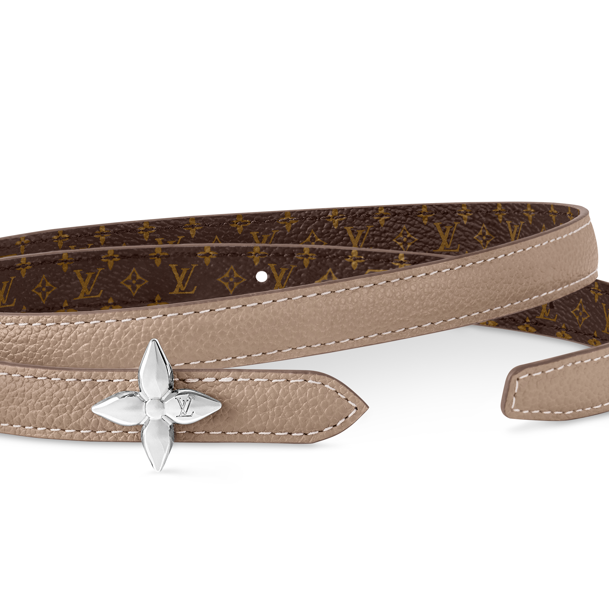 เข็มขัดรุ่น LV Mini Flowergram ขนาด 15 มม. ใส่ได้ทั้งสองด้าน  in ผู้หญิง