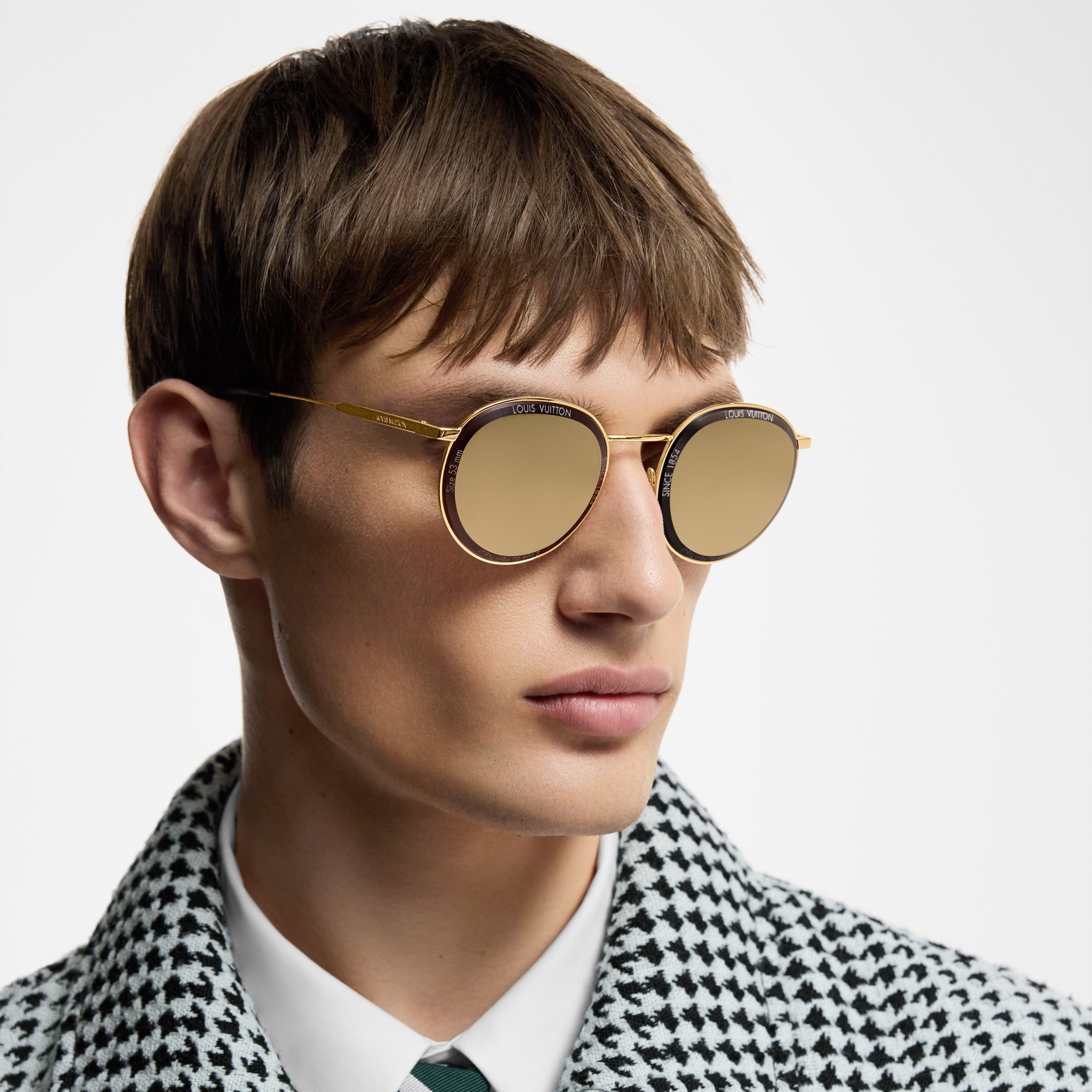 แว่นตากันแดดกรอบโลหะทรงกลมรุ่น LV Super Vision . in ผู้ชาย