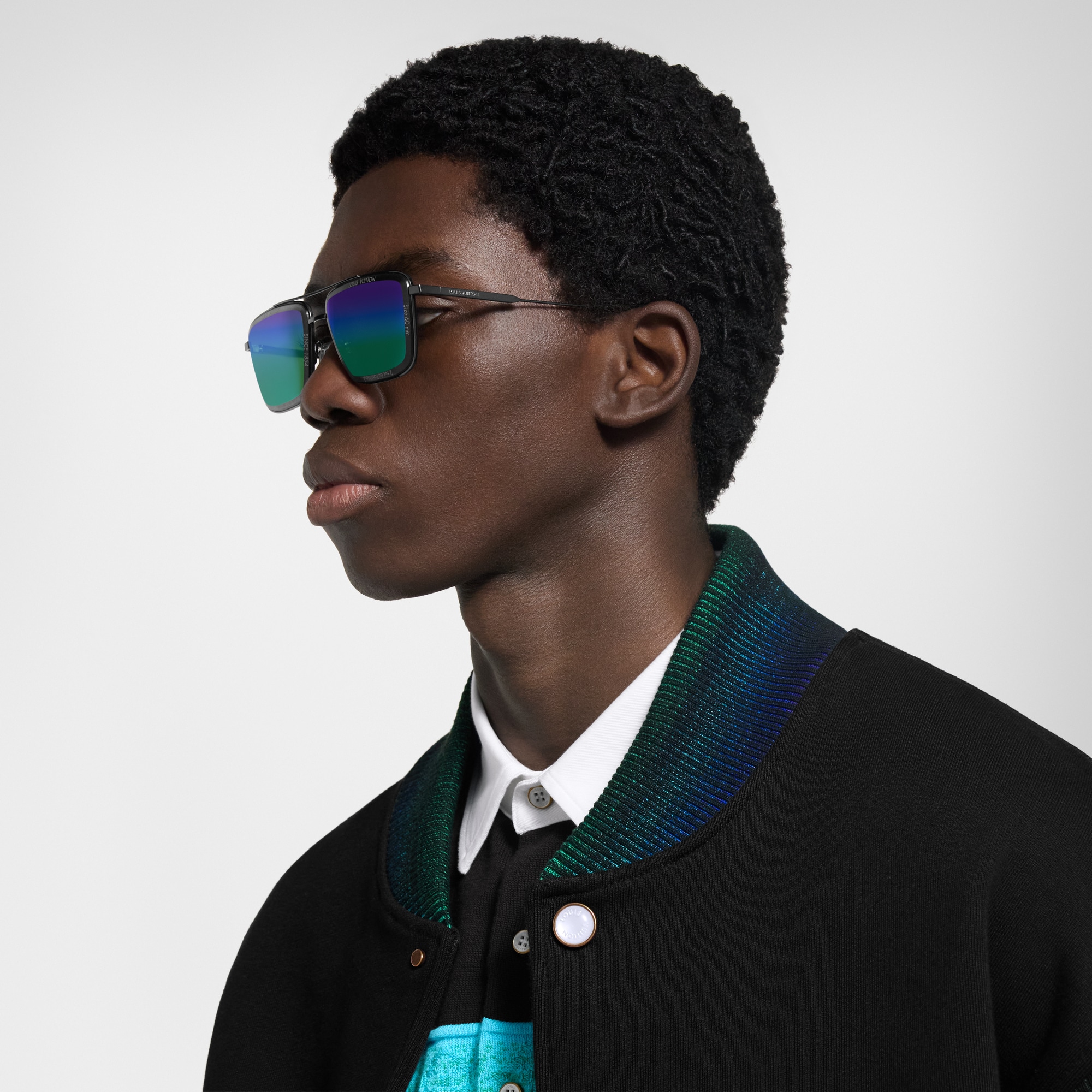 แว่นตากันแดดกรอบโลหะทรงสี่เหลี่ยมรุ่น LV Super Vision . in ผู้ชาย