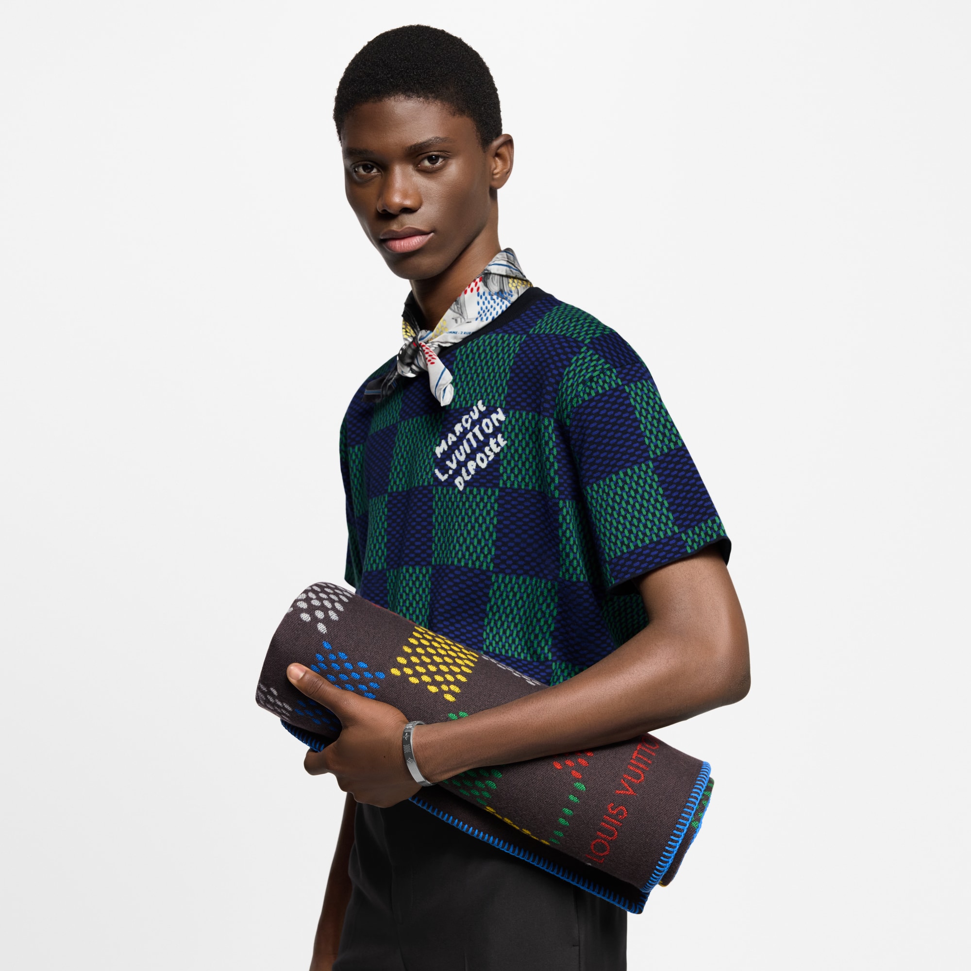 ผ้าพันคอรุ่น LV Vers Damier Plaid . in ผู้ชาย