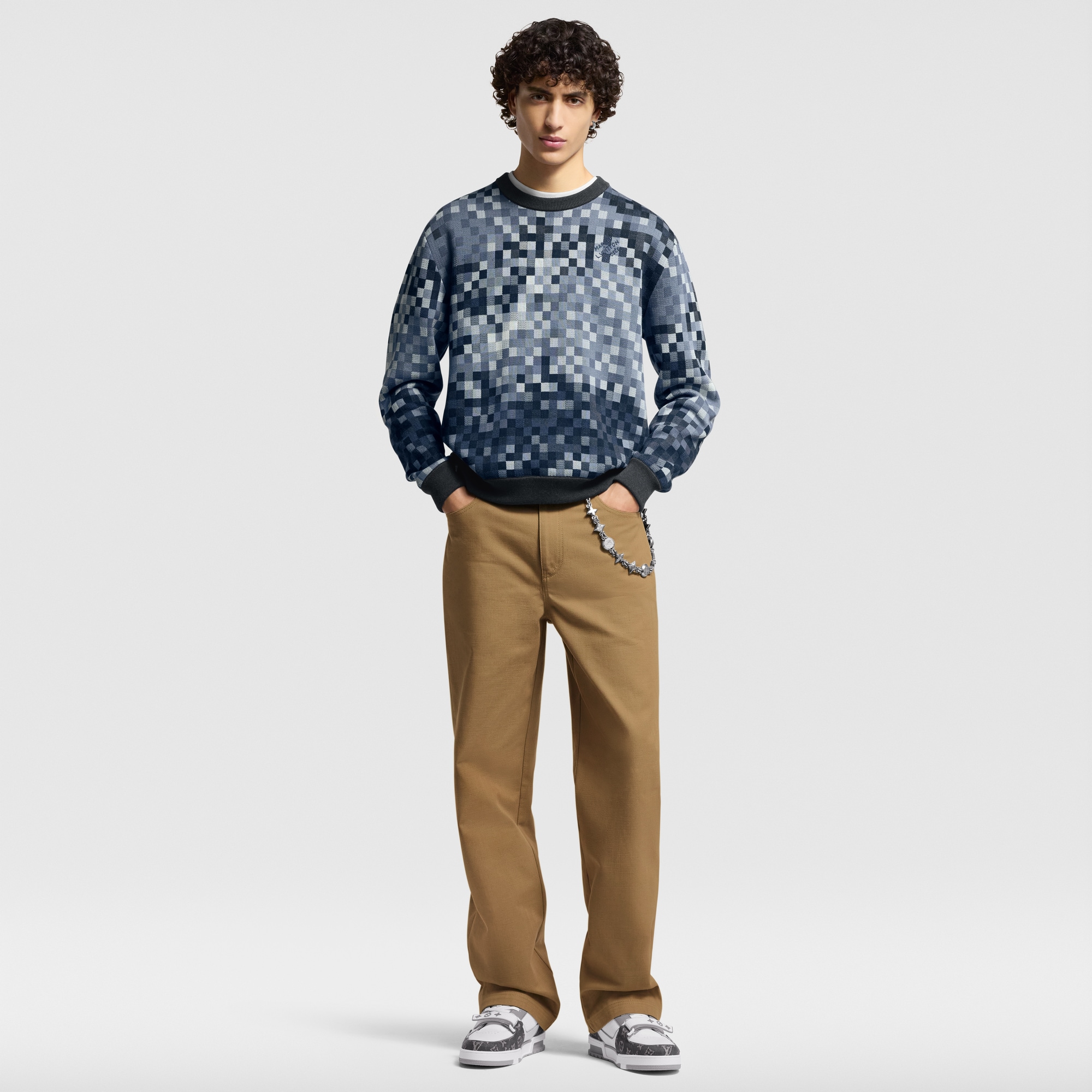 เสื้อพูลโอเวอร์ลาย LV Vers Damoflage เทคนิคแจ็คการ์ด  in ผู้ชาย