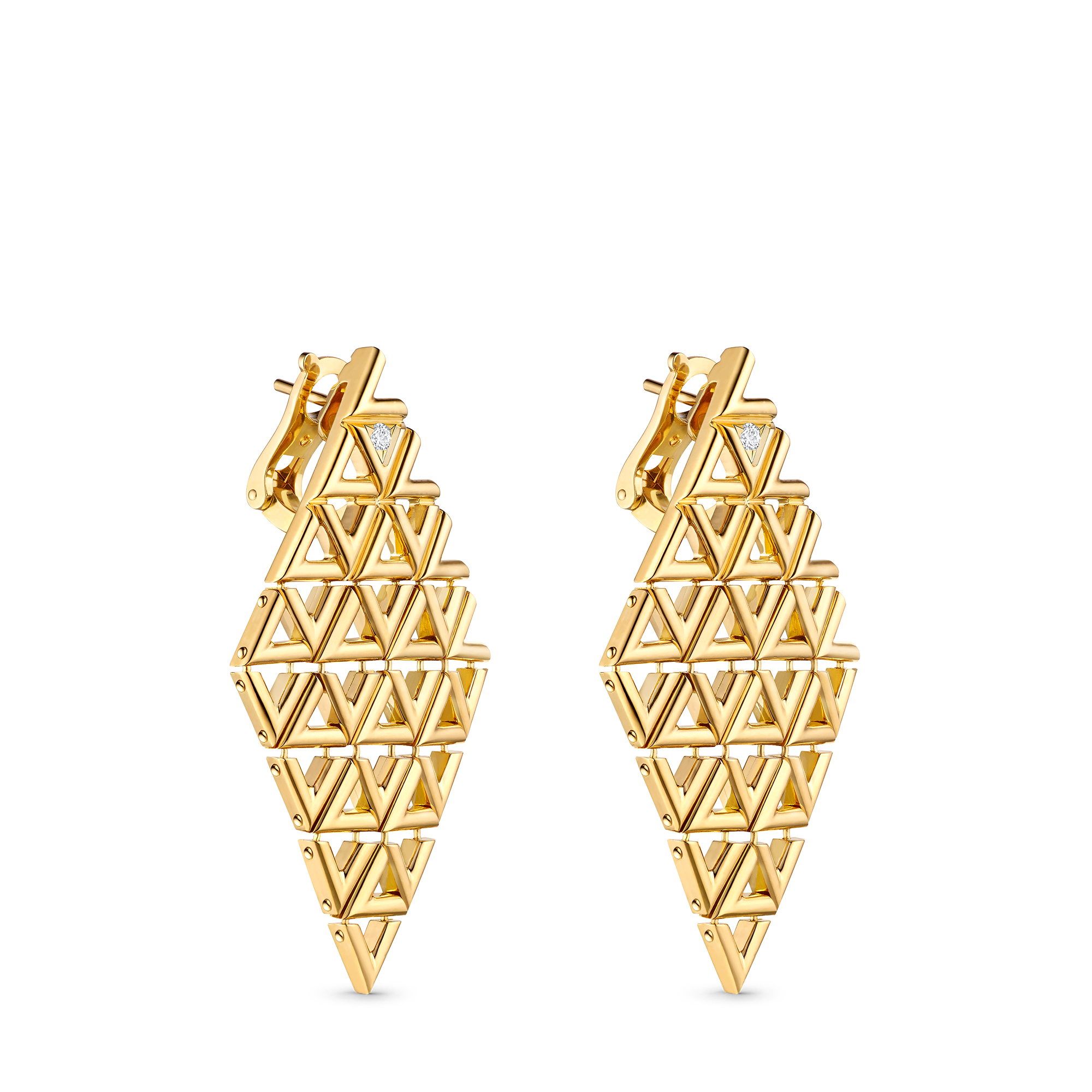 ต่างหู LV Volt Mesh, เยลโลว์โกลด์และเพชร  in จิวเวลรี่