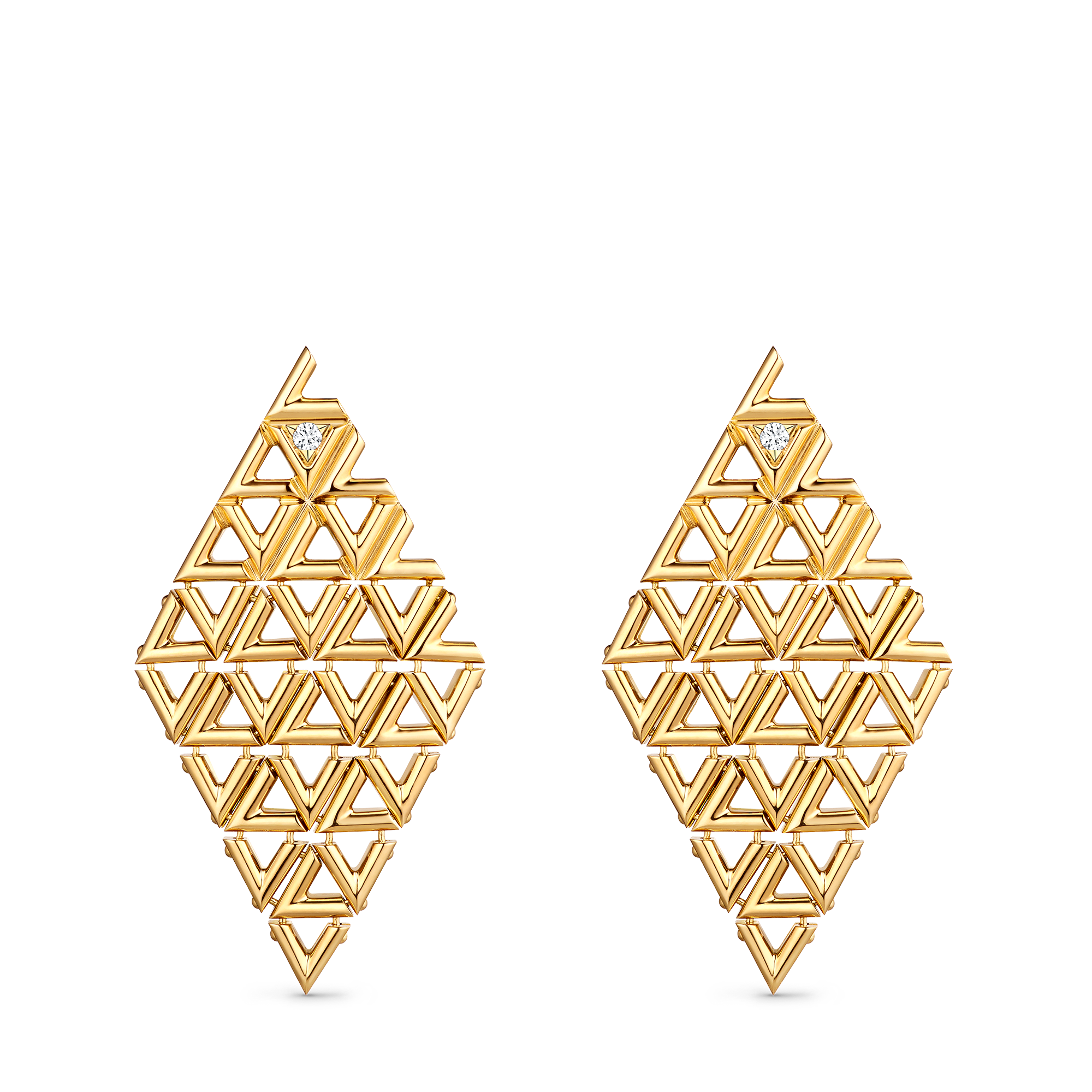 ต่างหู LV Volt Mesh, เยลโลว์โกลด์และเพชร  in จิวเวลรี่