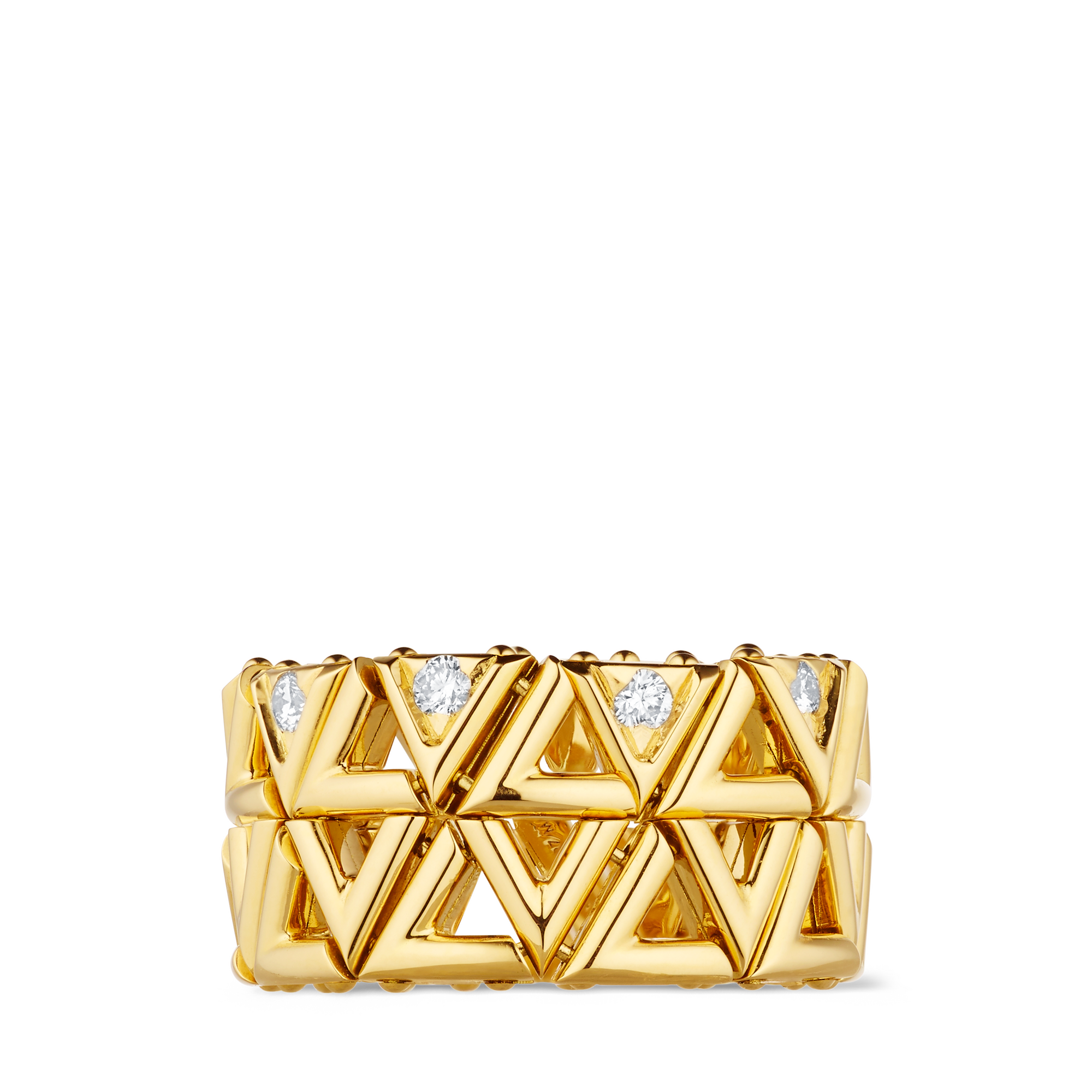 แหวน LV Volt Mesh, เยลโลว์โกลด์และเพชร  in จิวเวลรี่