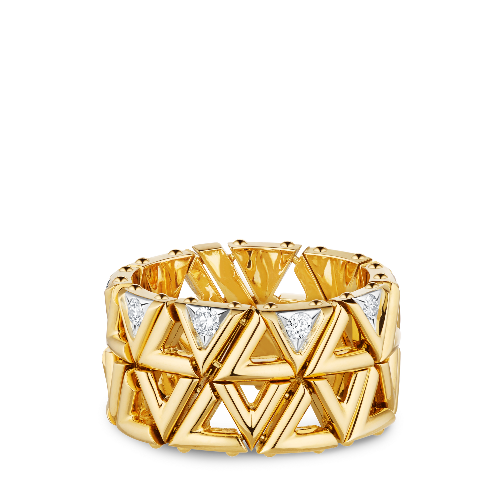 แหวน LV Volt Mesh, เยลโลว์โกลด์และเพชร  in จิวเวลรี่