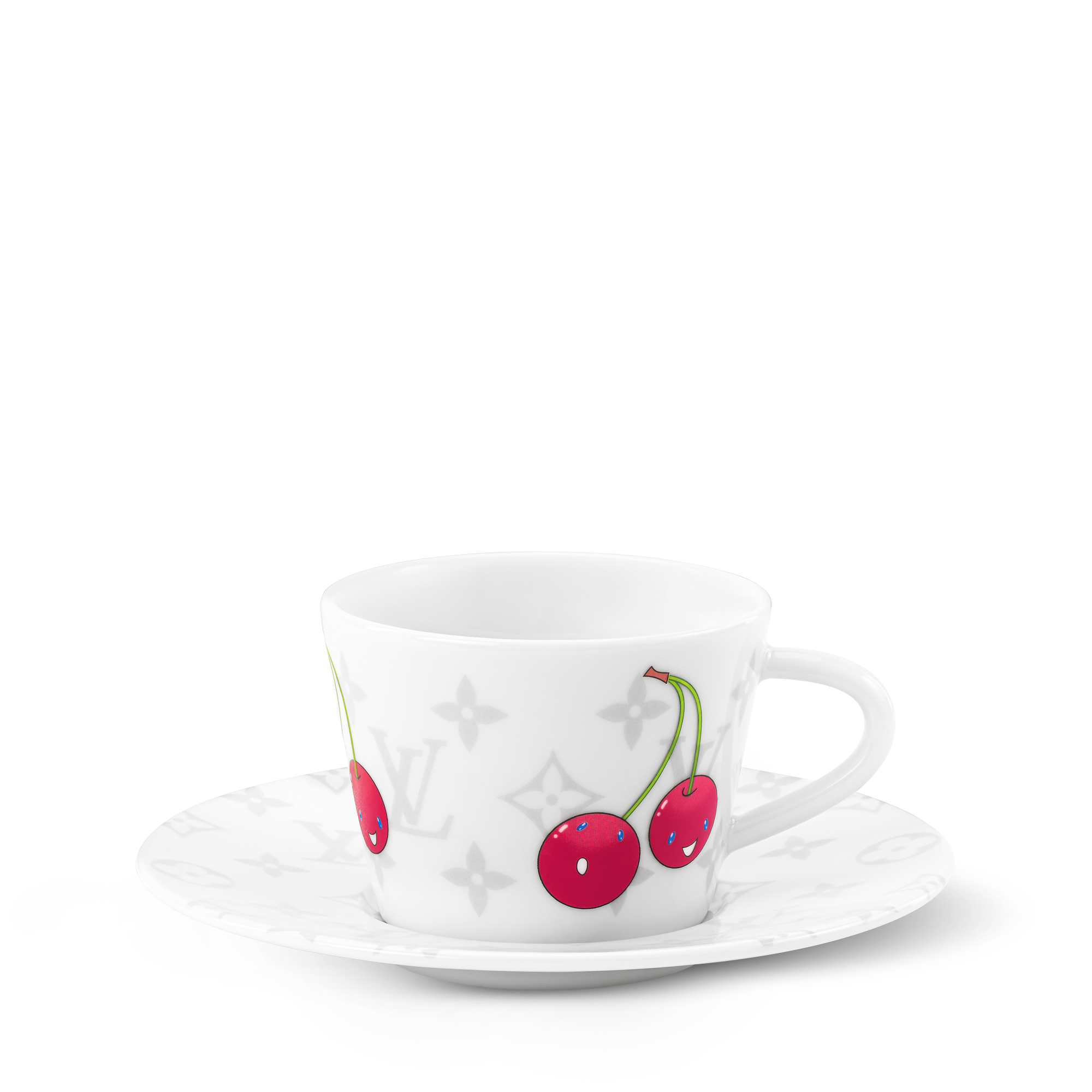 LV x TM - เซ็ตแก้วกาแฟและจานรอง 2 ชุด Monogram Cerises in ทรังก์ การเดินทาง และ บ้าน