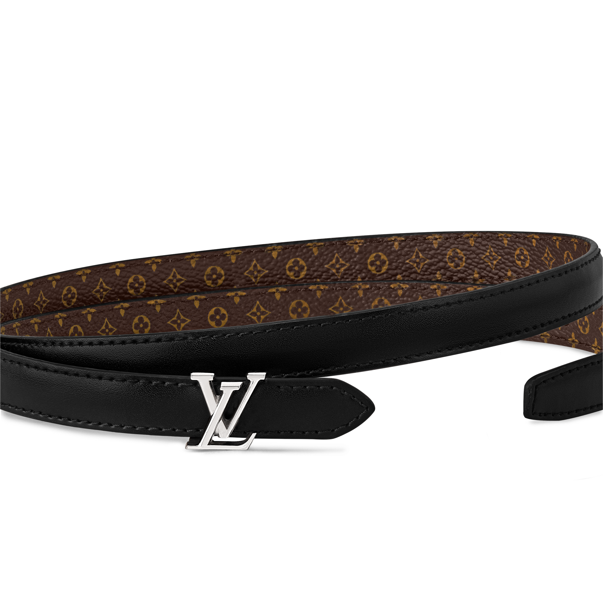 เข็มขัดรุ่น Mini LV ขนาด 15 มม. ใส่ได้ทั้งสองด้าน  in ผู้หญิง