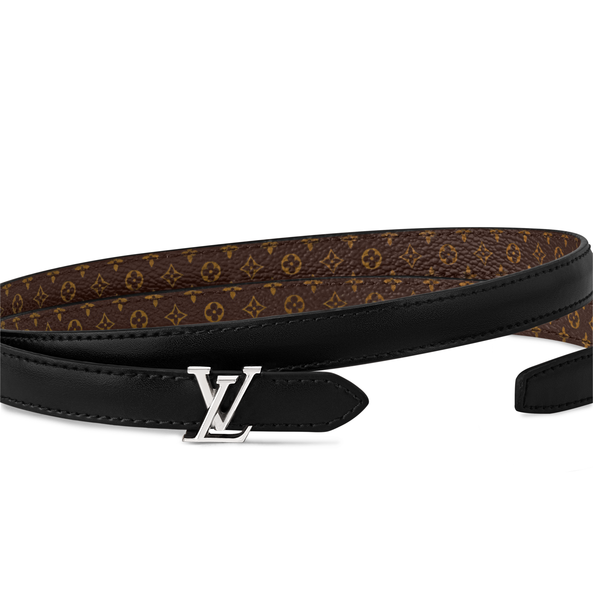 เข็มขัดรุ่น Mini LV ขนาด 15 มม. ใส่ได้ทั้งสองด้าน  in ผู้หญิง