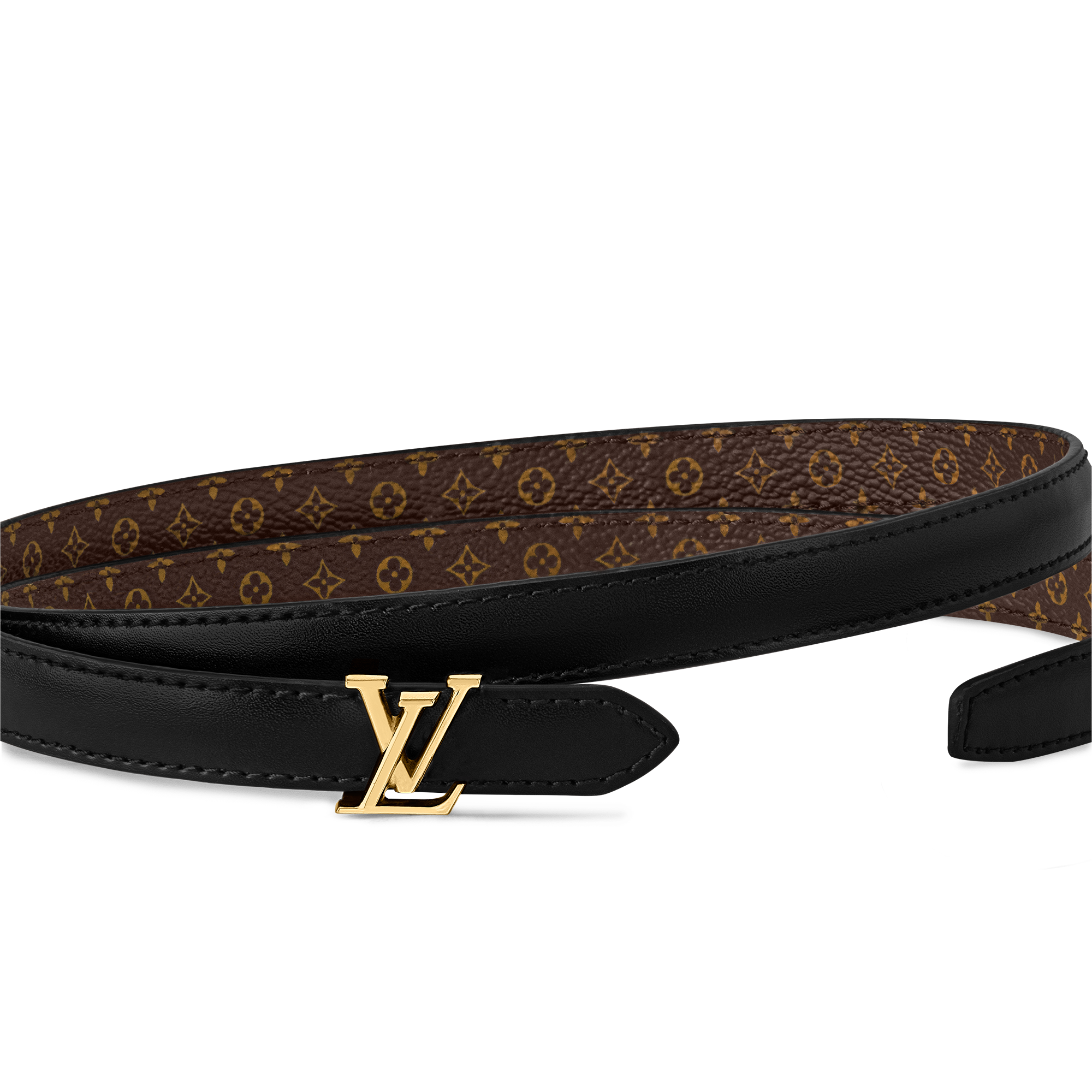 เข็มขัดรุ่น LV Mini ขนาด 15 มม. ใส่ได้ทั้งสองด้าน  in ผู้หญิง
