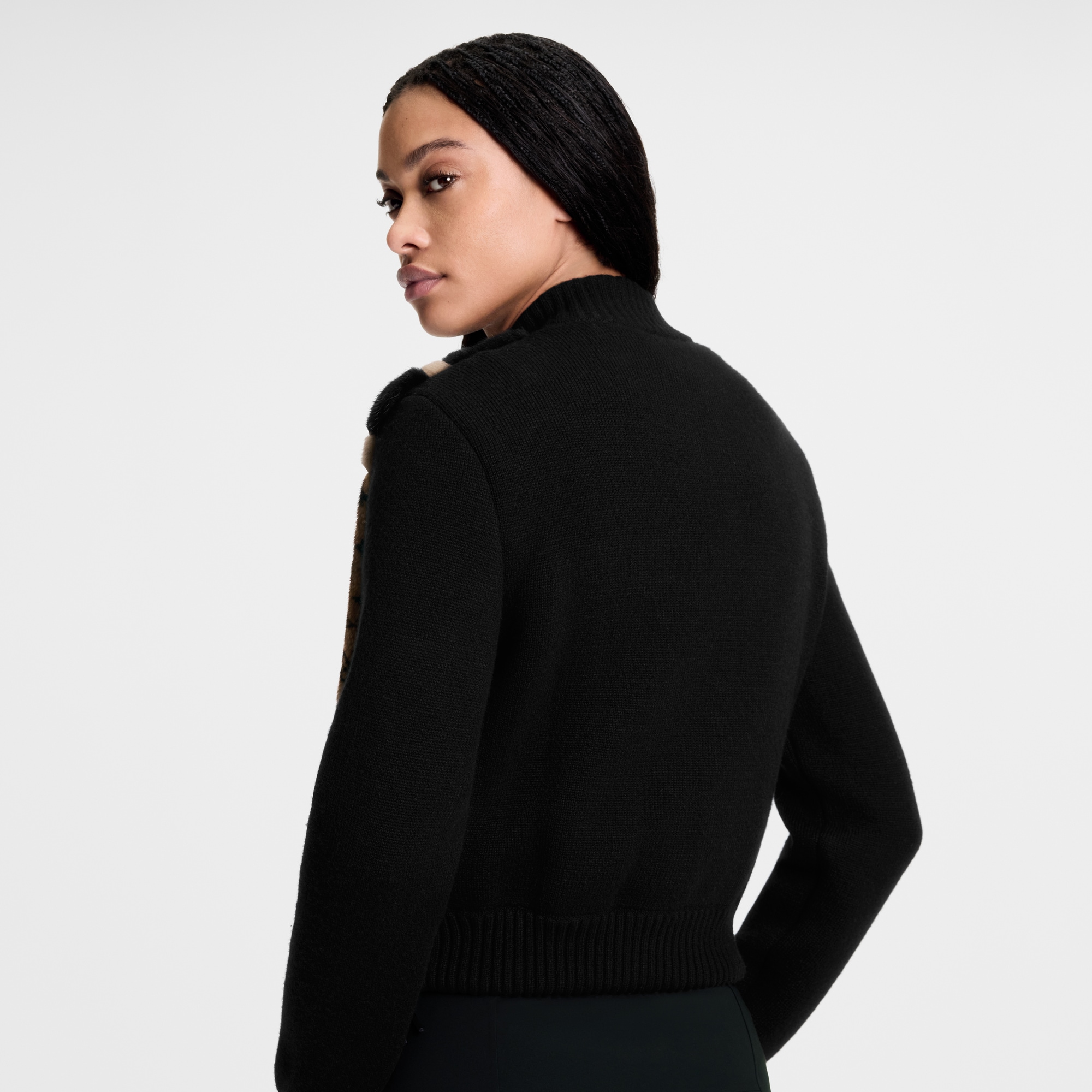 Mink Intarsia Bi-Matiere Cropped Bomber  in ผู้หญิง
