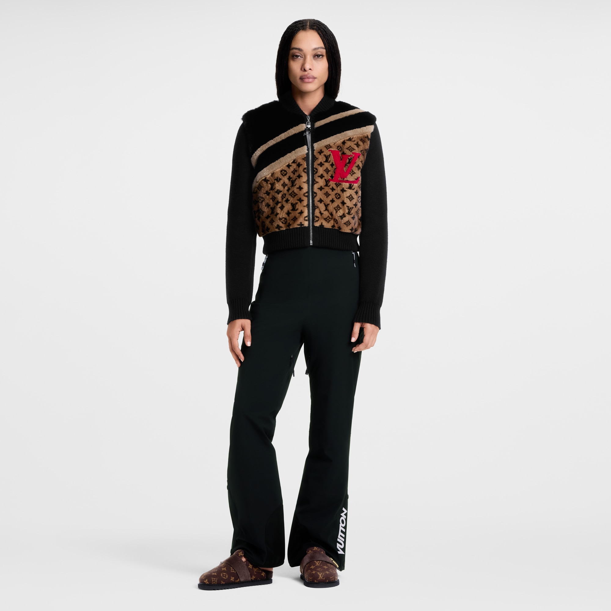 Mink Intarsia Bi-Matiere Cropped Bomber  in ผู้หญิง