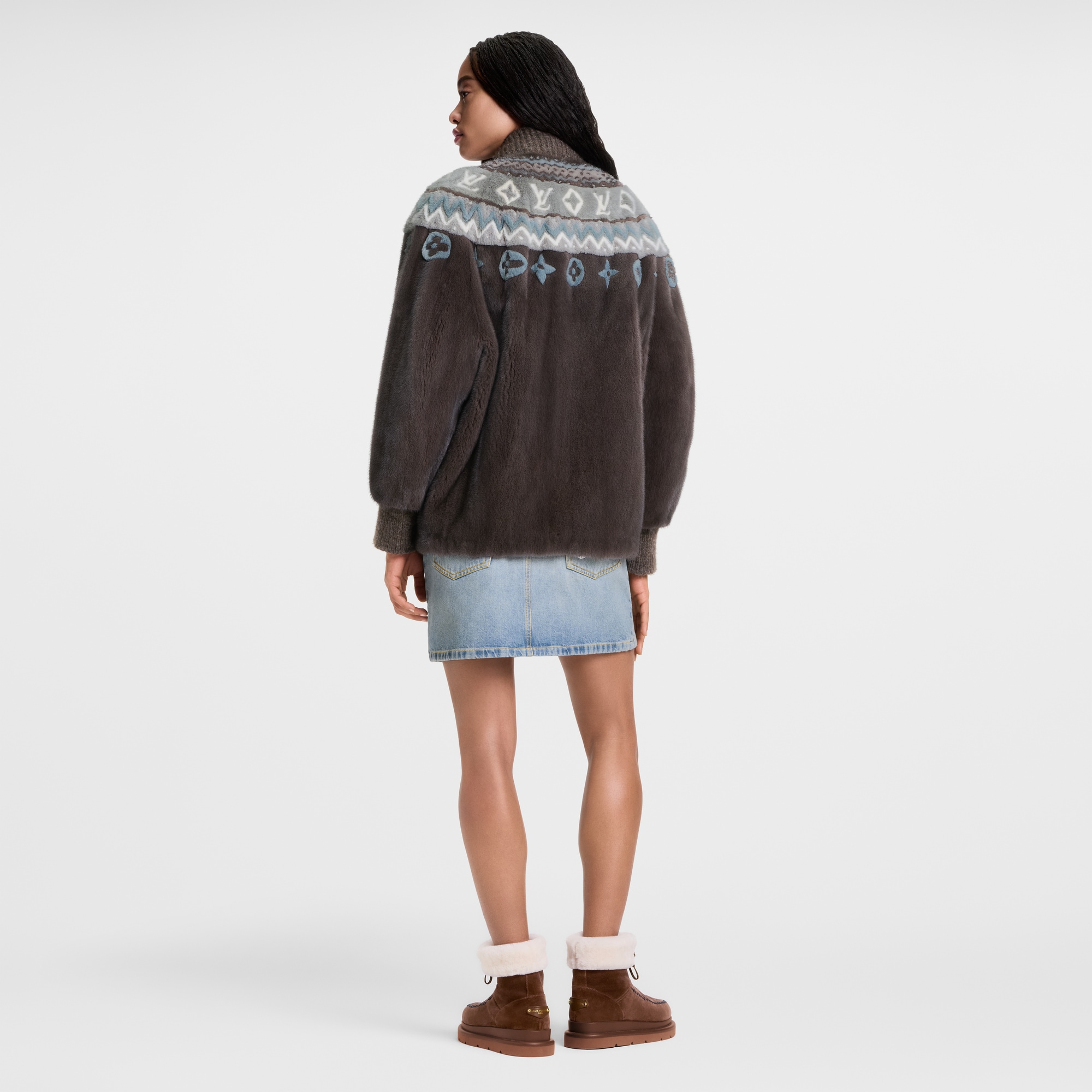 Mink Intarsia Chalet Bomber Jacket  in ผู้หญิง