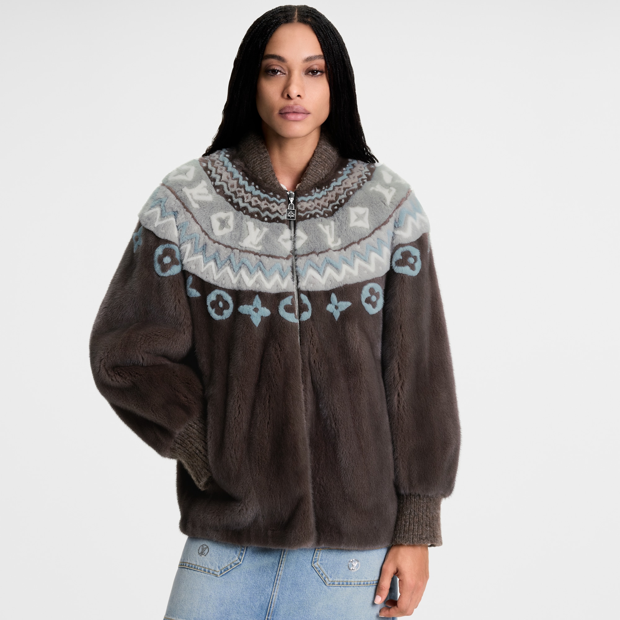 Mink Intarsia Chalet Bomber Jacket  in ผู้หญิง