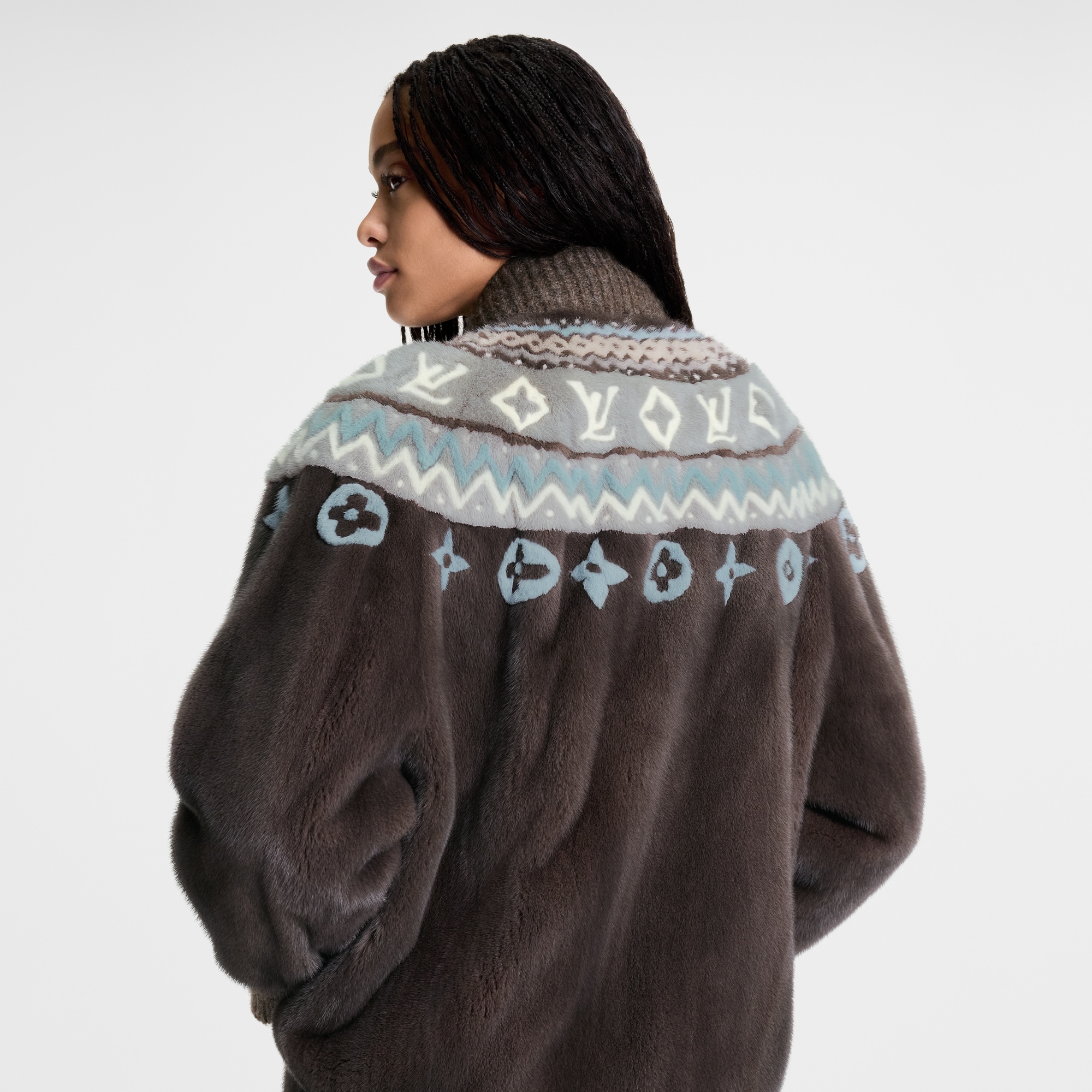 Mink Intarsia Chalet Bomber Jacket  in ผู้หญิง