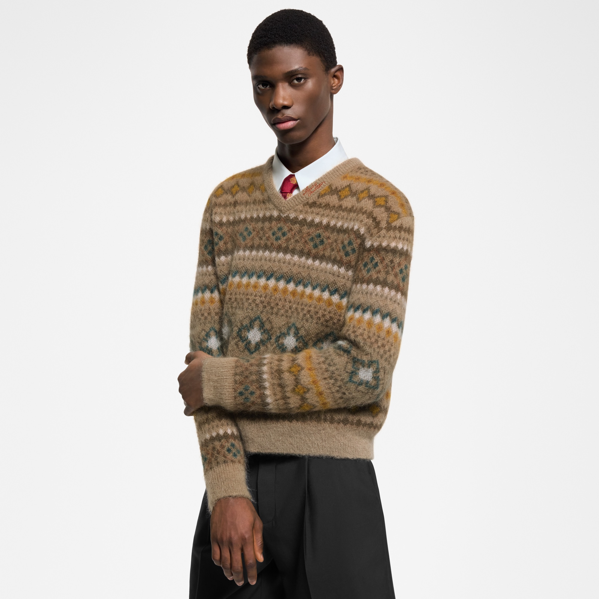 เสื้อพูลโอเวอร์ผ้าโมแฮร์ผสมลาย Fair Isle  in ผู้ชาย