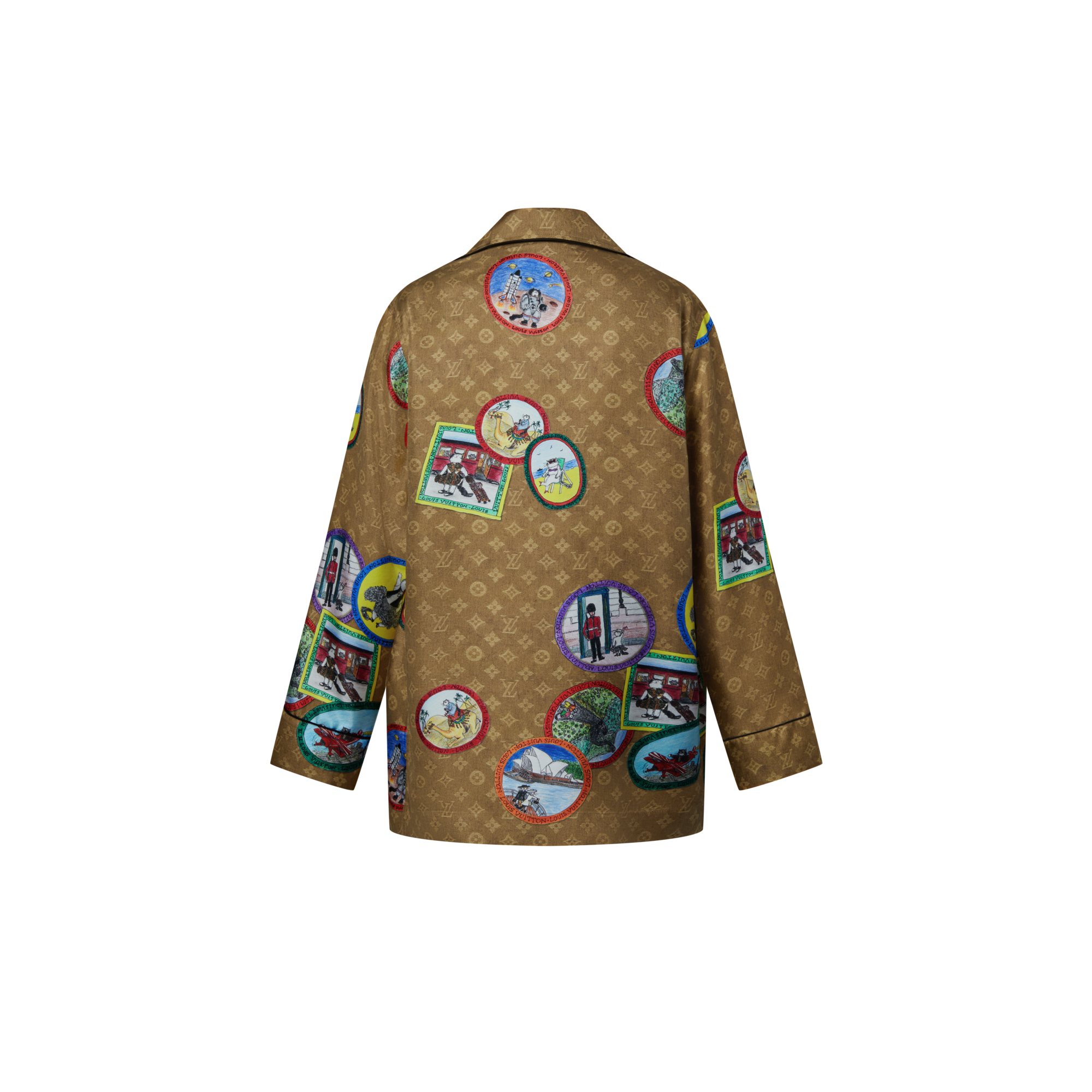 เสื้อเชิ้ตสไตล์พาจามาลาย Monogram Cat Stamp  in ผู้หญิง